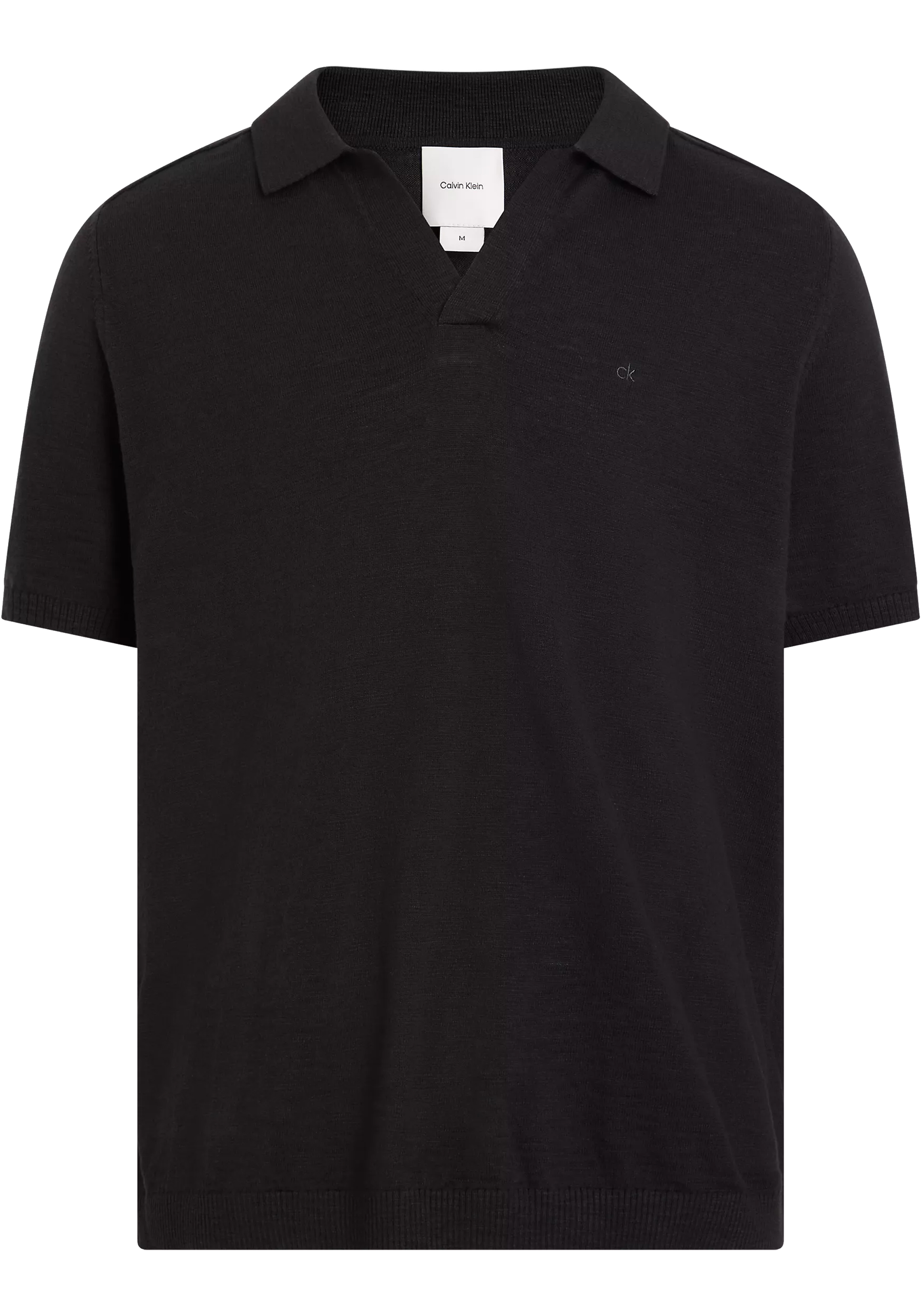 Calvin Klein Knitted Slub Texture Regular Polo, heren poloshirt, zwart