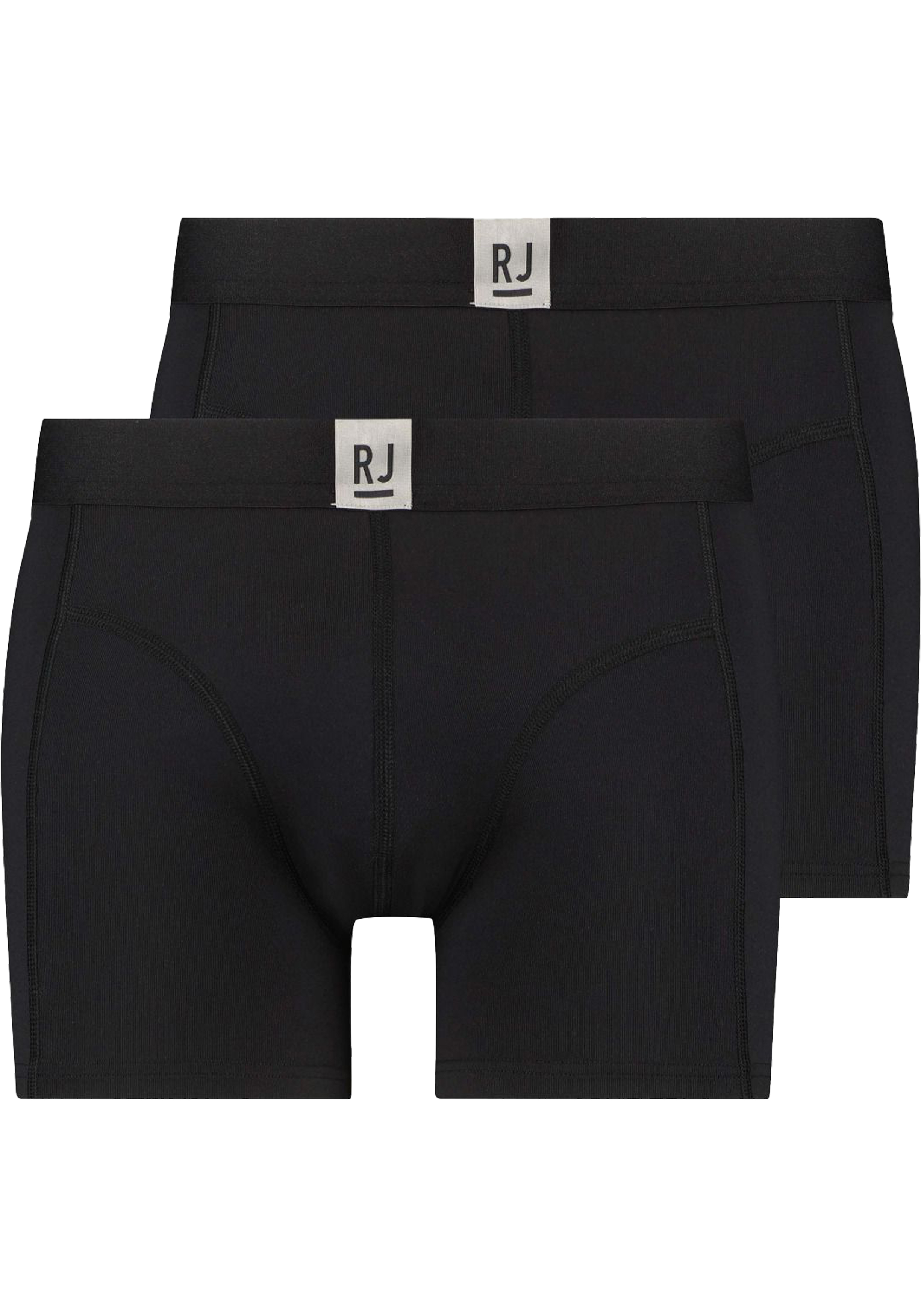 RJ Bodywear Pure Color Jort boxer (2-pack), heren boxer lang, zwart