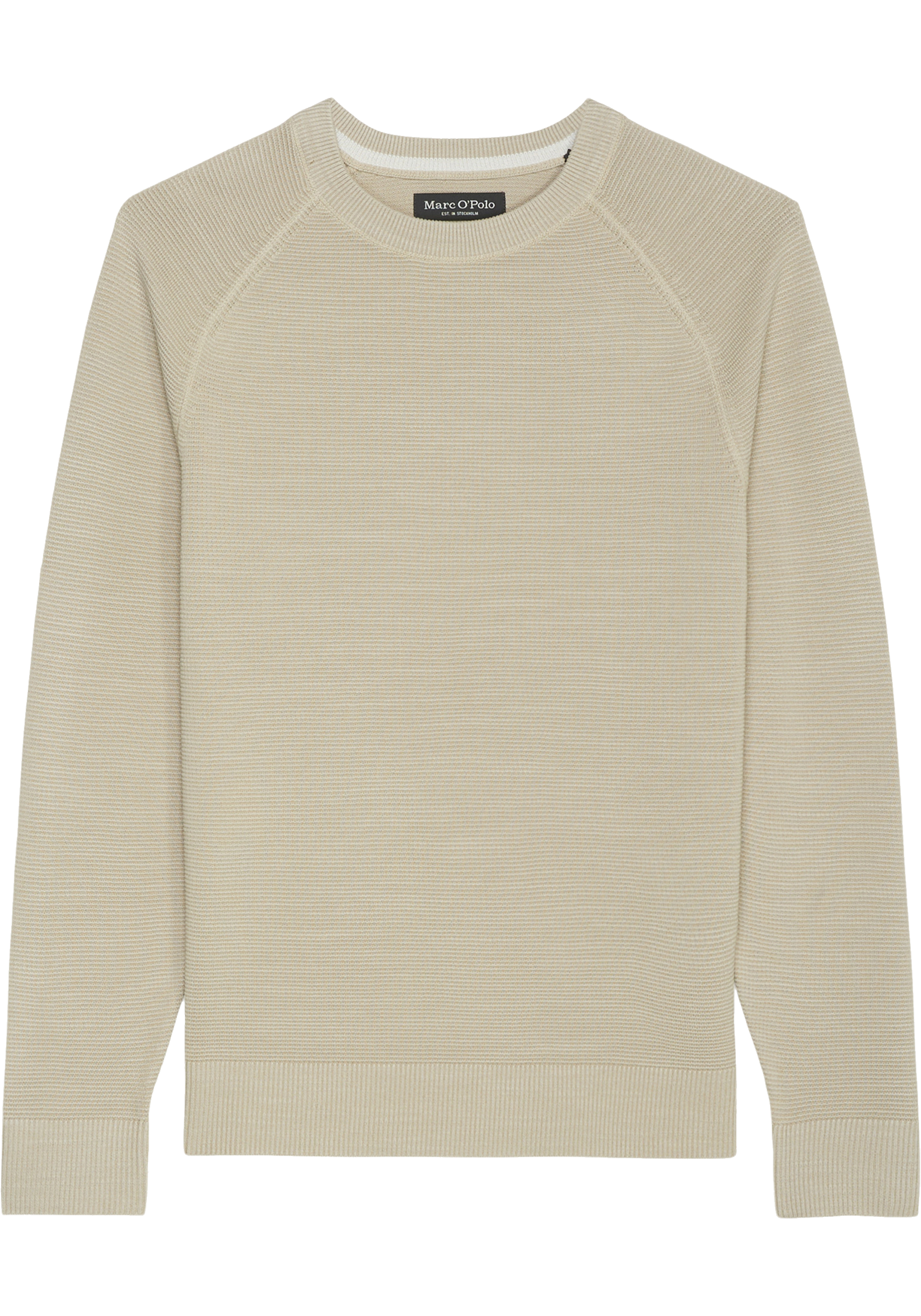 Marc O'Polo regular fit pullover, heren trui katoen met O-hals, beige (middeldik)