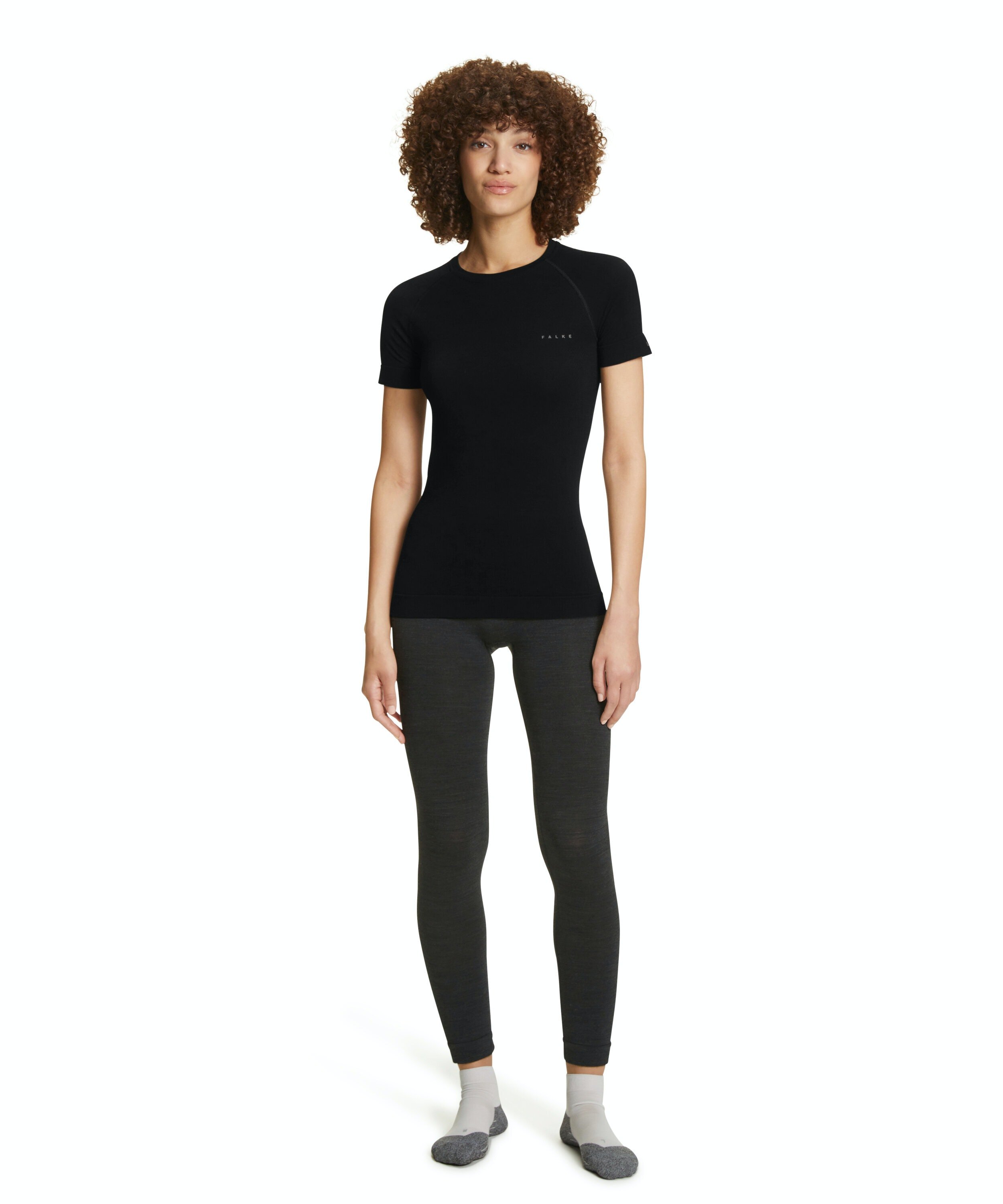 FALKE dames T-shirt Wool-Tech Light, thermoshirt, zwart (black)