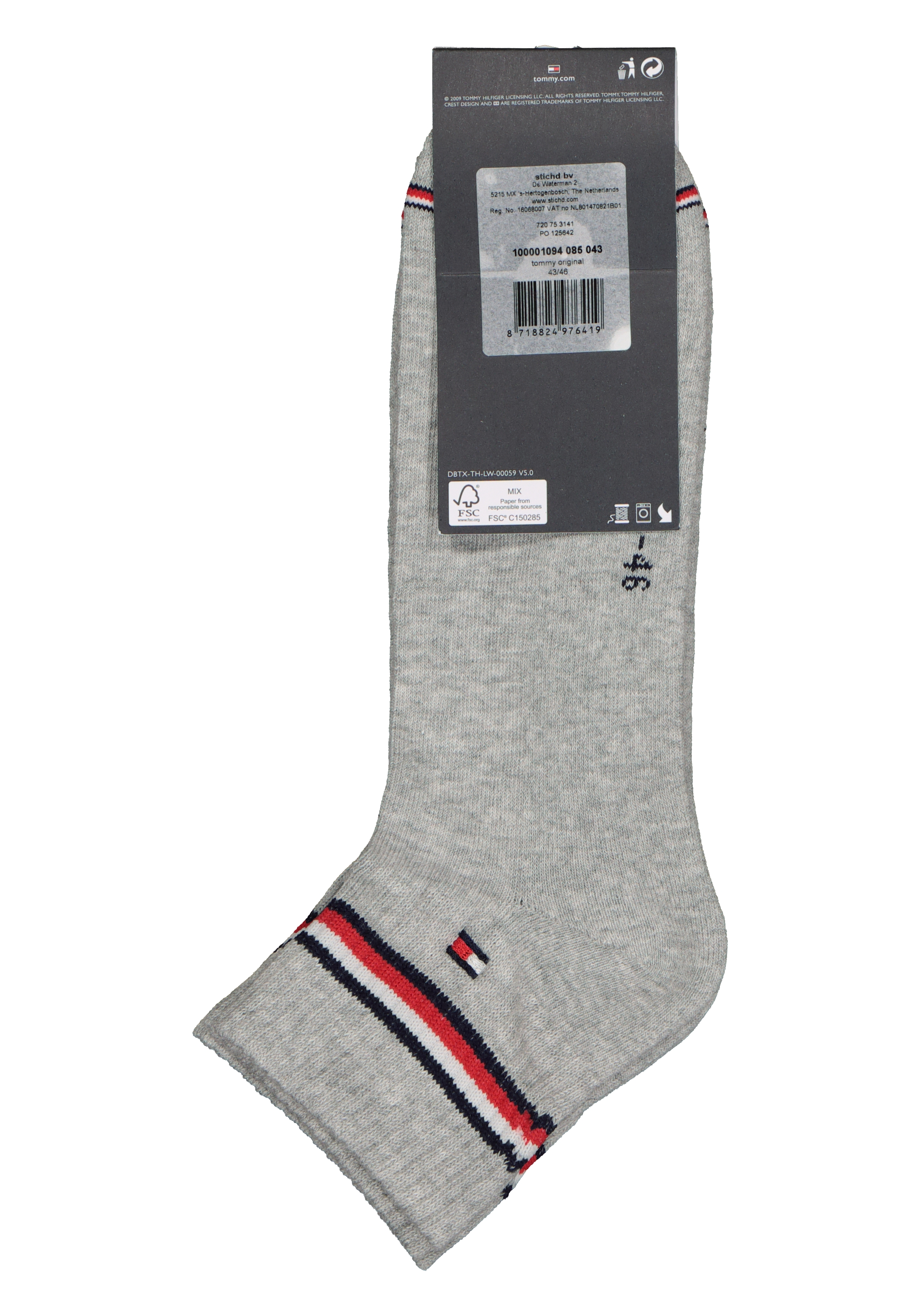 Tommy Hilfiger Iconic Quarter Socks (2-pack), heren sneaker sportsokken katoen, grijs