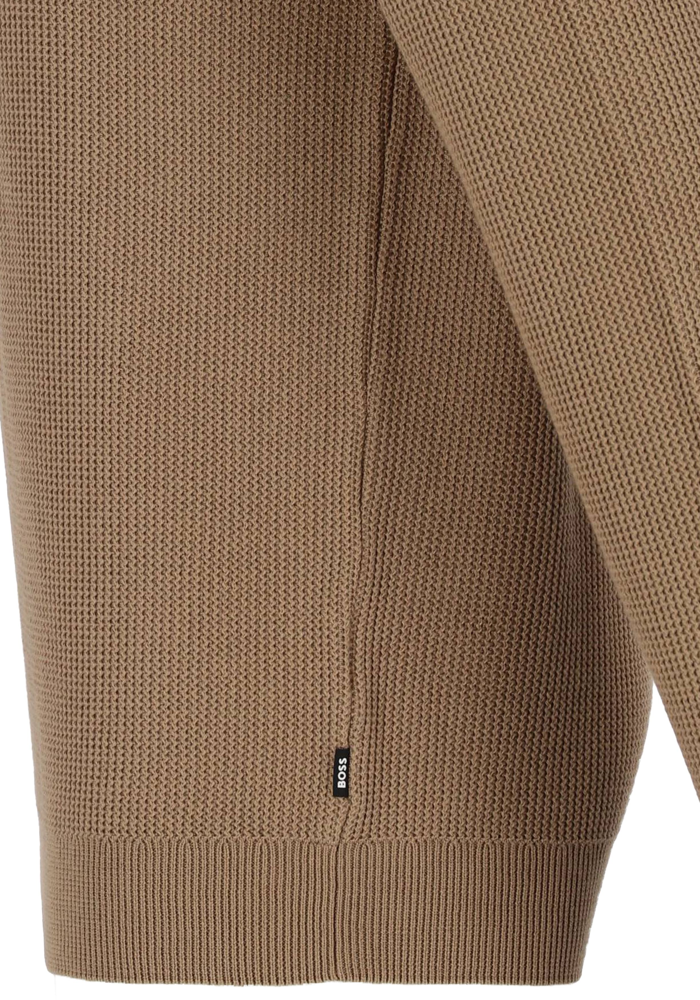 BOSS Derano regular fit trui wolmengsel, heren trui middeldik turtleneck, beige