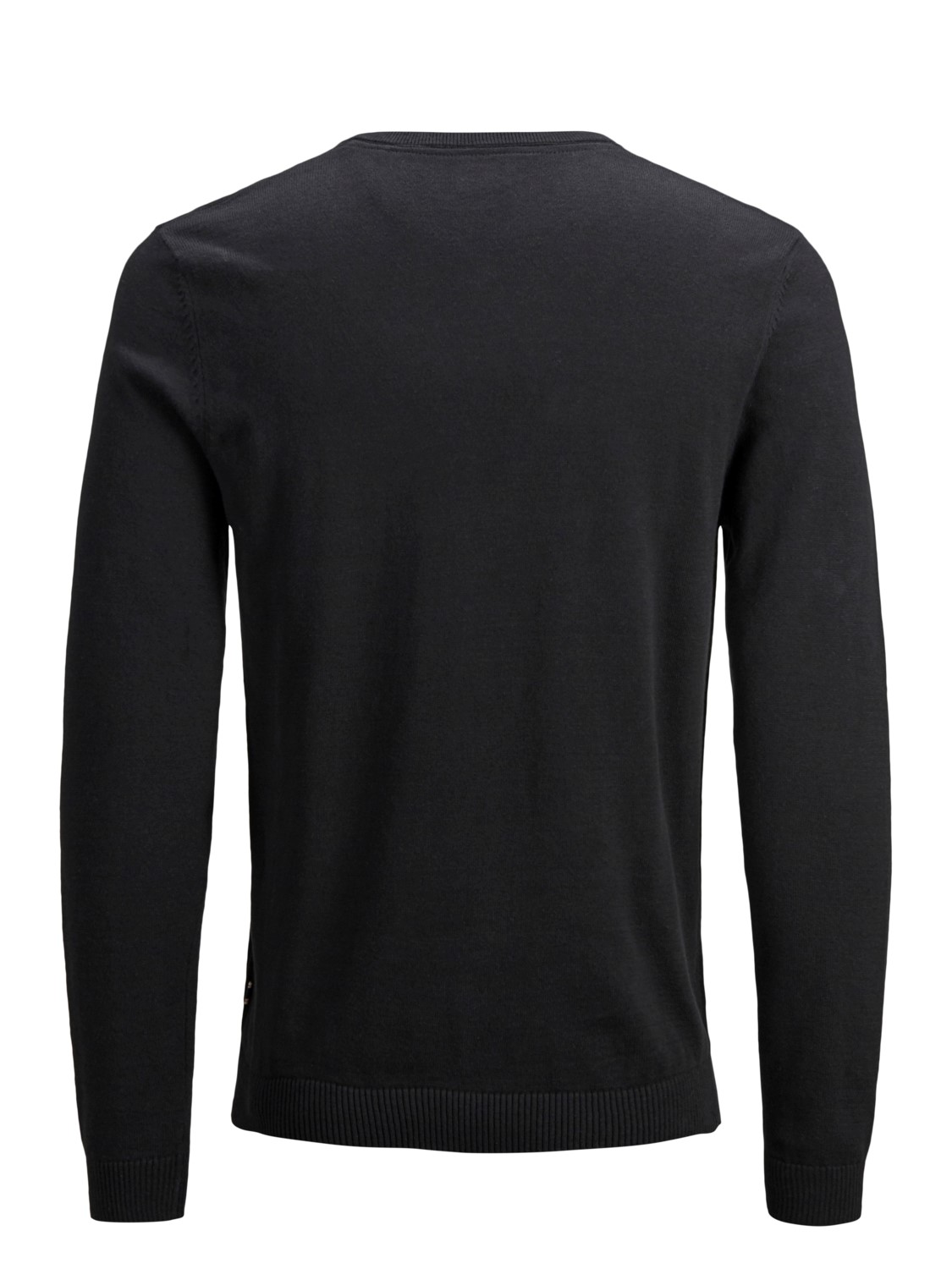 JACK & JONES Basic knit v-neck slim fit, heren pullover katoen met V-hals, zwart