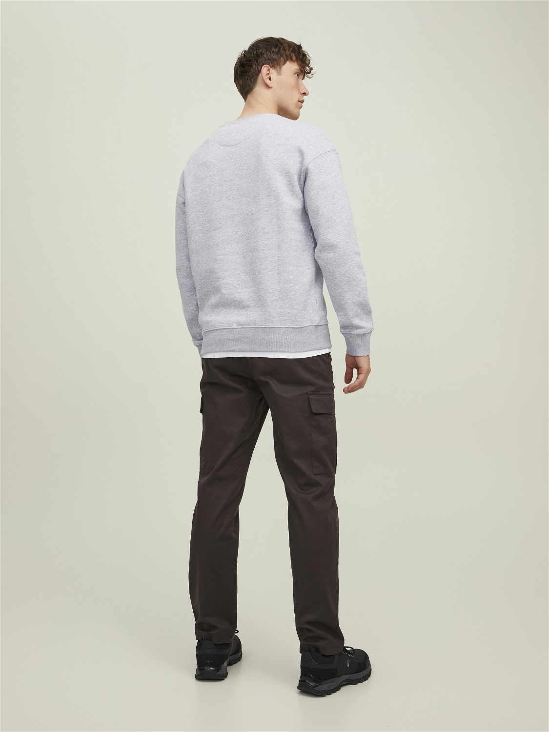 JACK & JONES Star basic sweat crew neck regular fit, heren sweatshirt katoenmengsel met O-hals, lichtgrijs melange