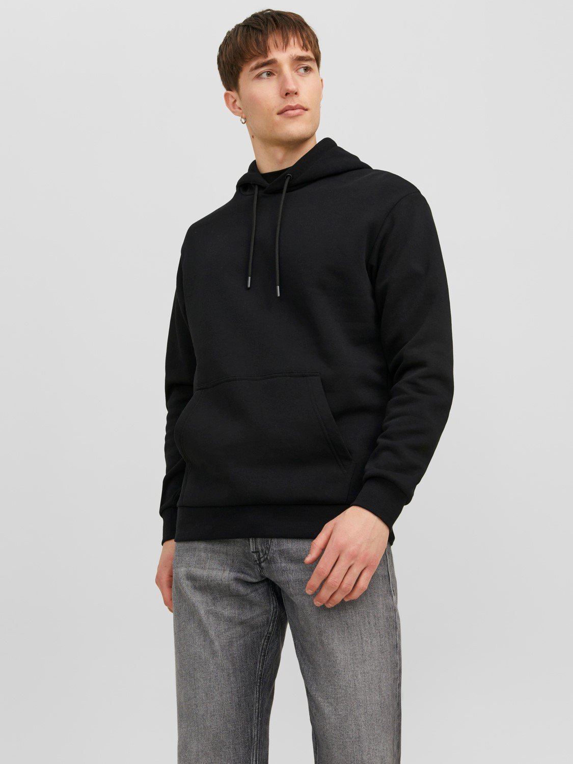 JACK & JONES Bradley sweat hood regular fit, heren hoodie katoenmengsel met capuchon, zwart