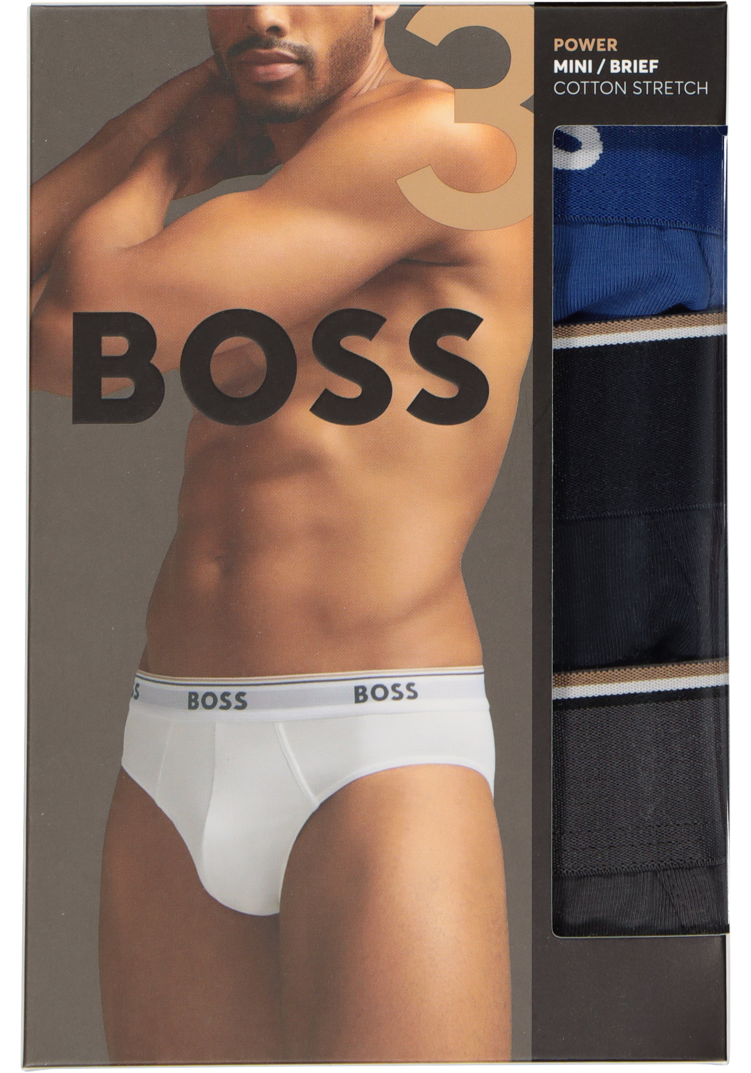 HUGO BOSS Power briefs (3-pack), heren slips, blauw, navy, grijs