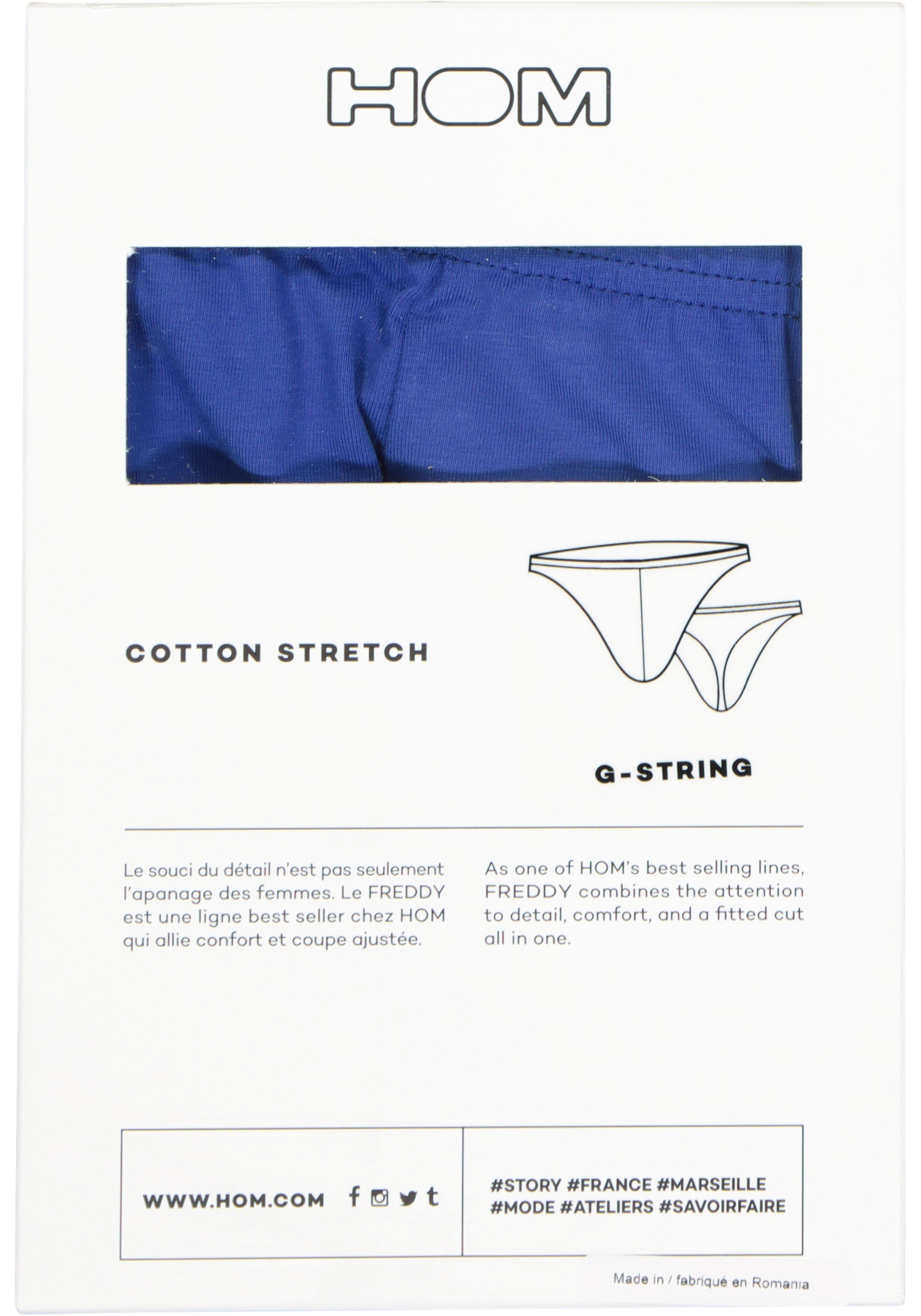 HOM Freddy g-string (1-pack), heren string, blauw