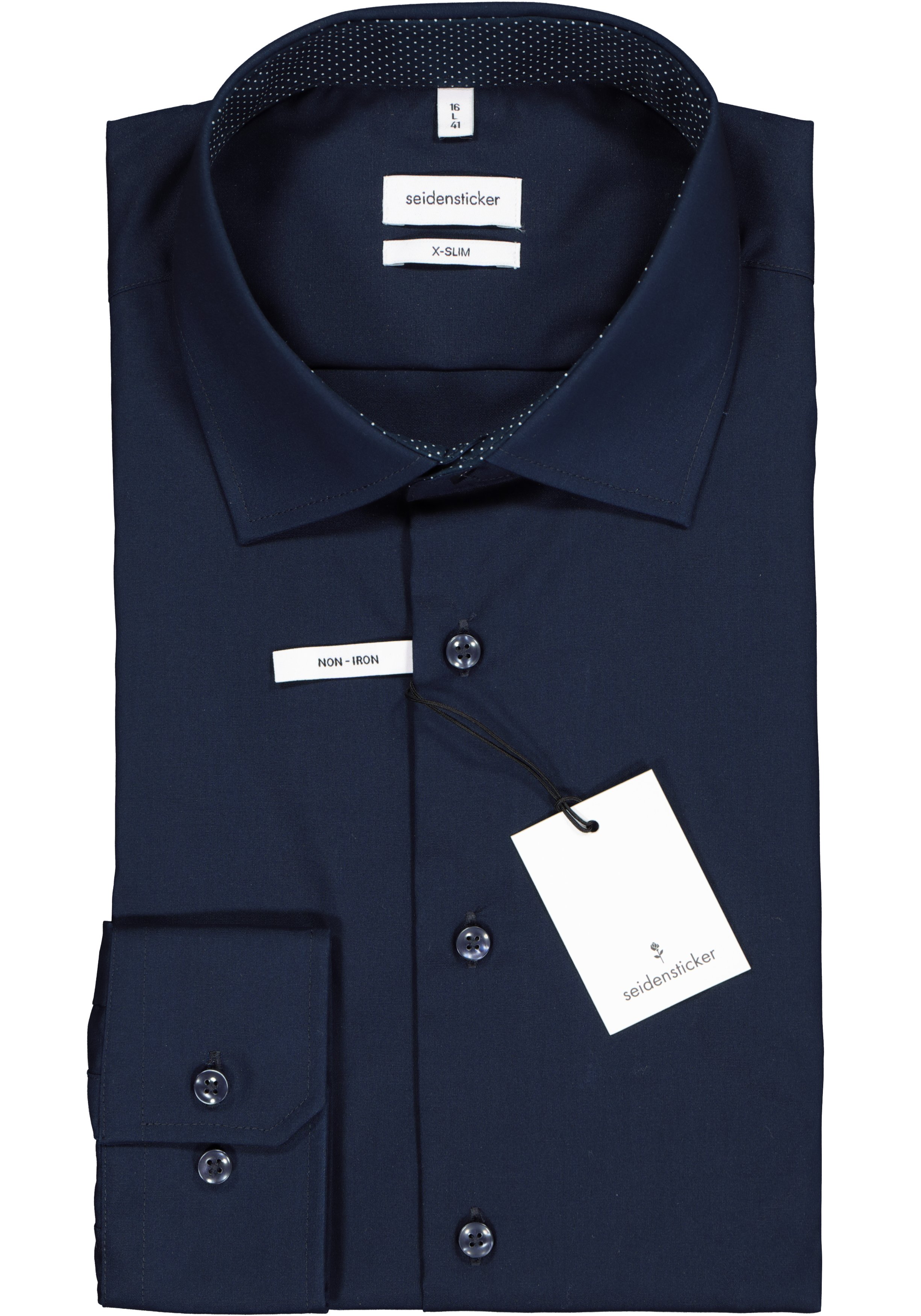 Seidensticker x-slim fit overhemd, donkerblauw (contrast)