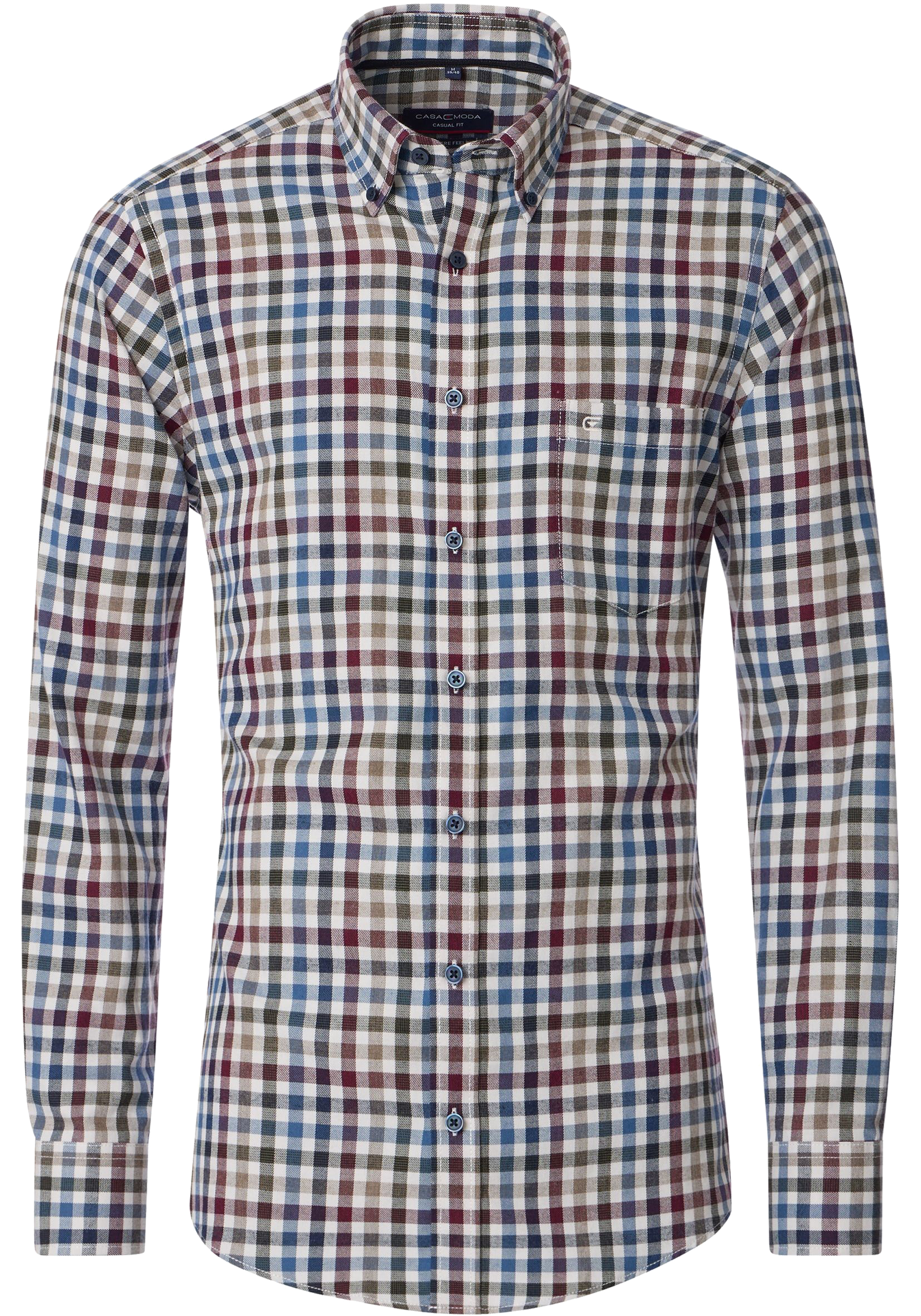 CASA MODA Sport casual fit overhemd, flanel, rood geruit