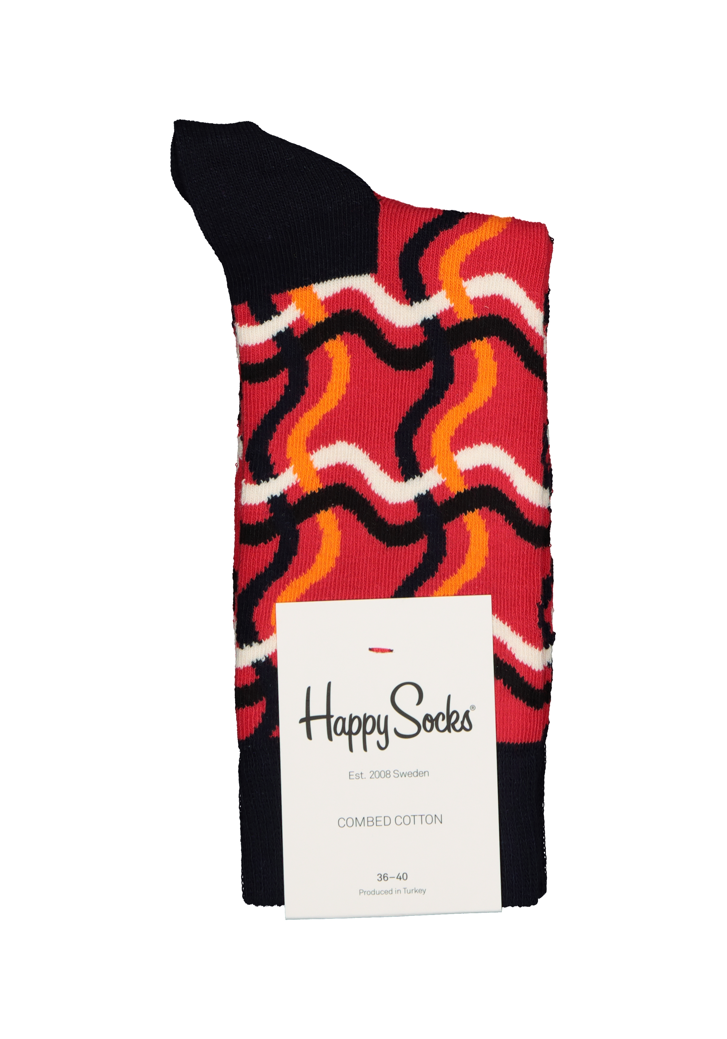 Happy Socks Squiglly Sock, rood met blauw