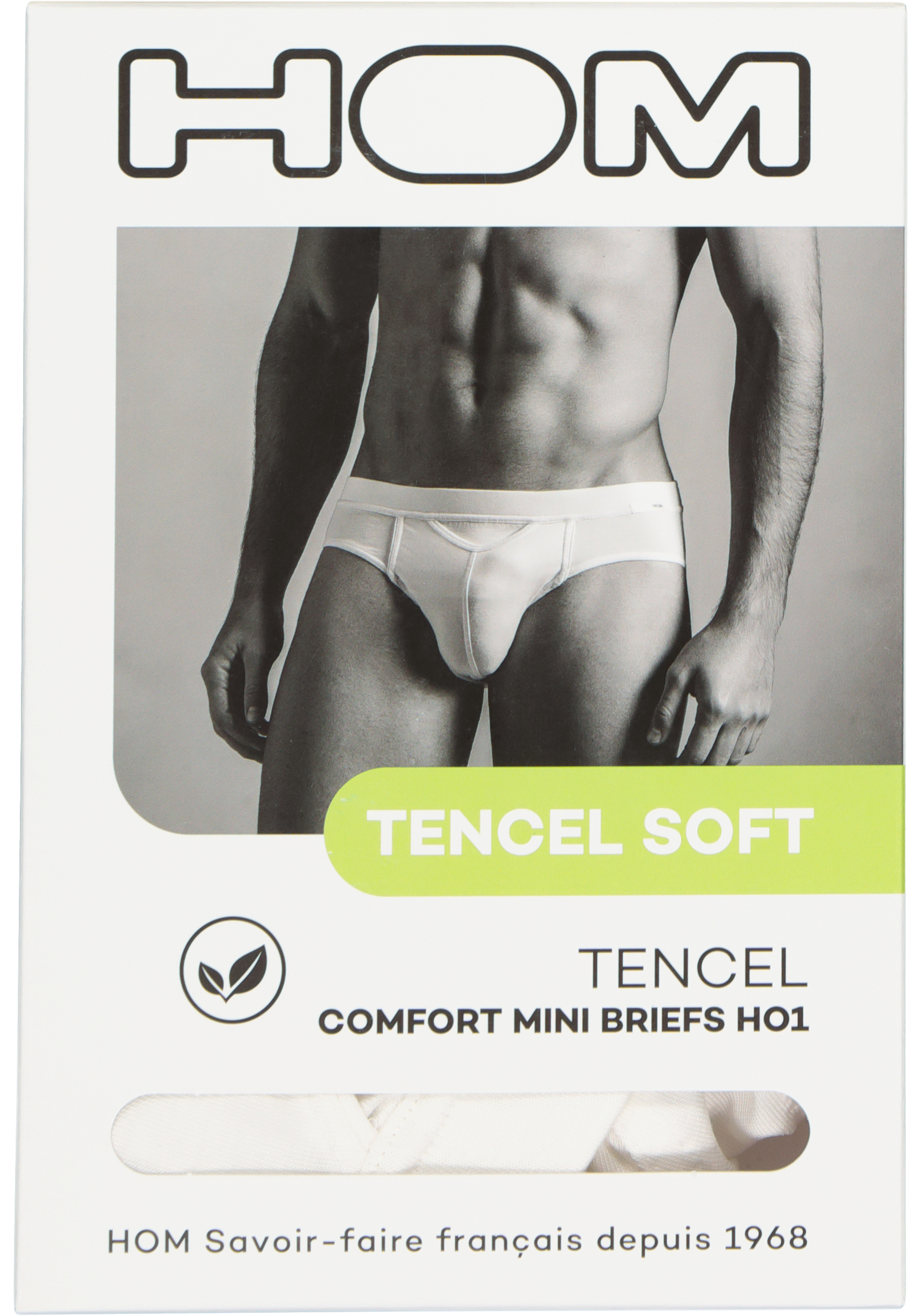 HOM Tencel soft comfort mini briefs HO1 (1-pack), heren slip met horizointale gulp, wit