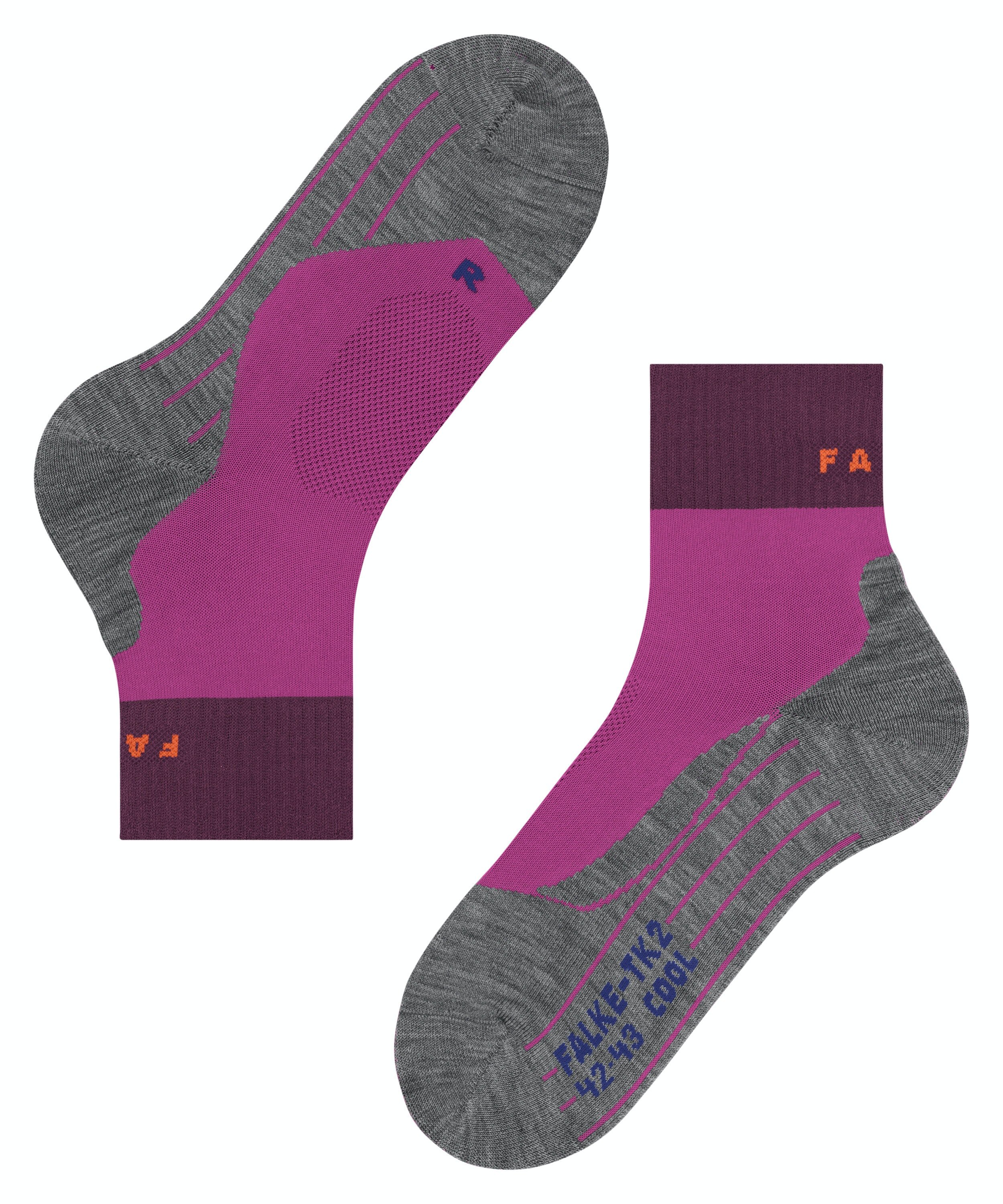 FALKE TK2 Explore Cool Short dames trekking sokken kort, lichtpaars (radiant orchid)