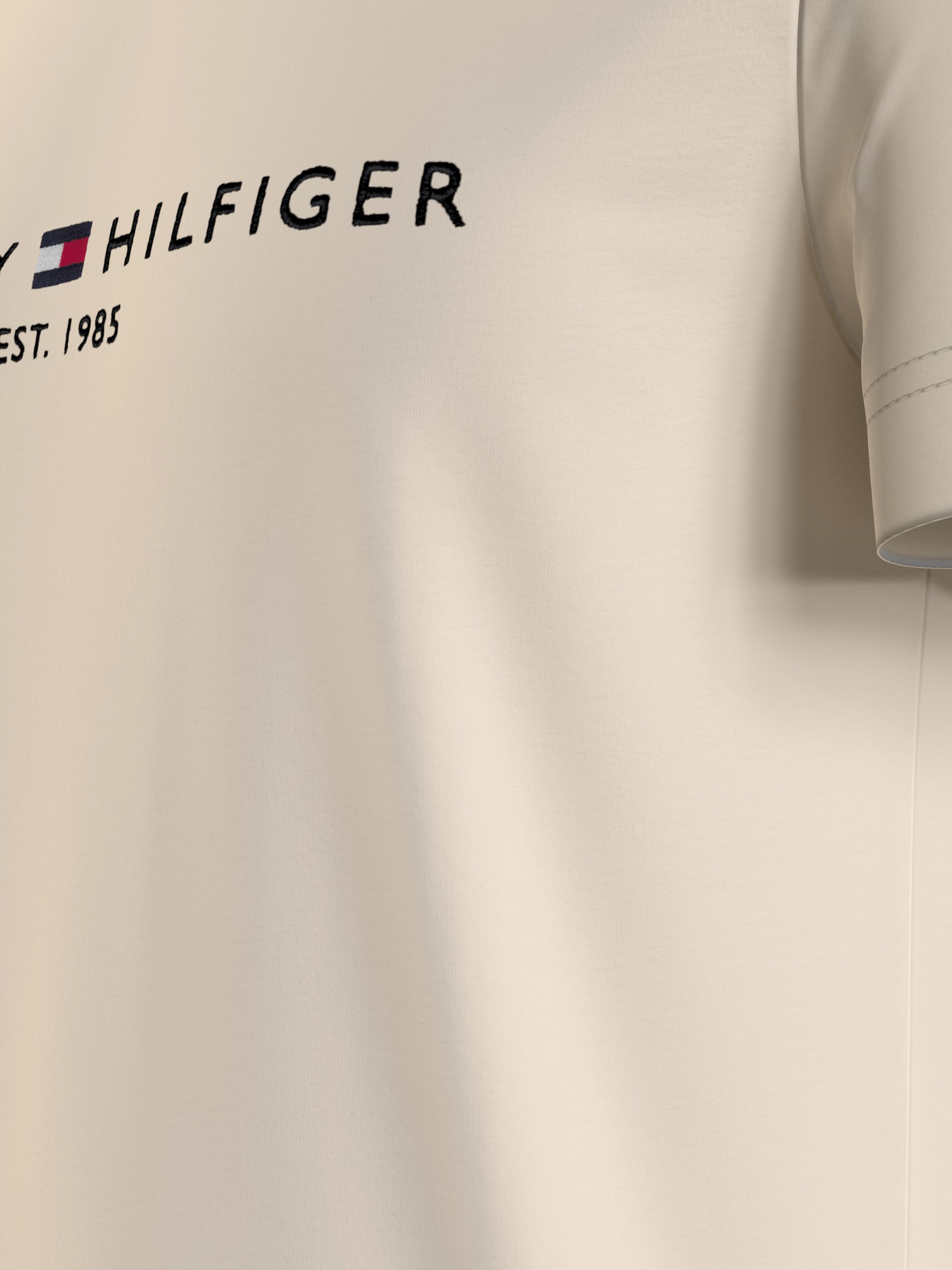 Tommy Hilfiger Tommy Logo Tee, heren T-shirt korte mouw O-hals, beige