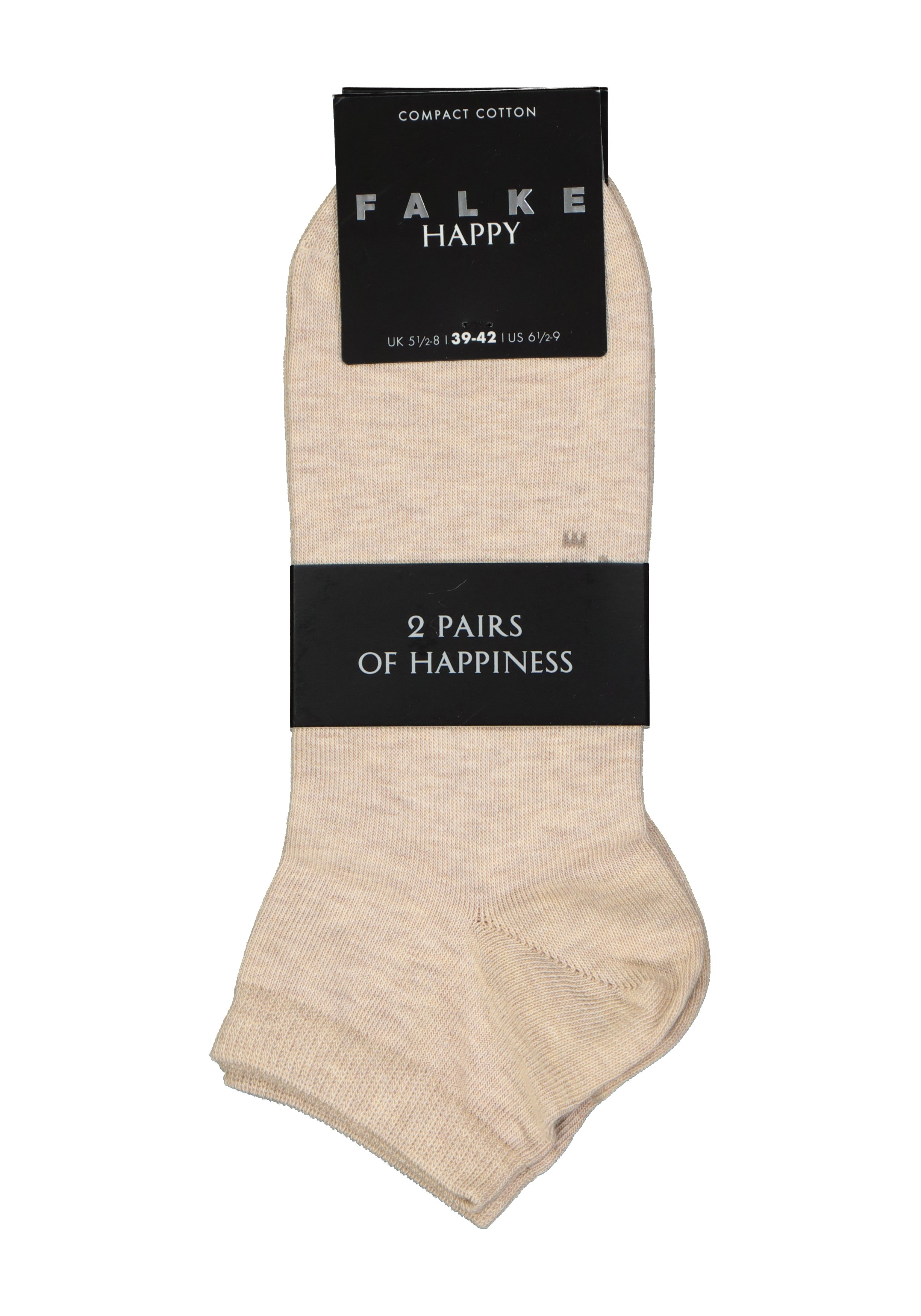 FALKE Happy heren enkelsokken (2-pack), beige (sand melange)