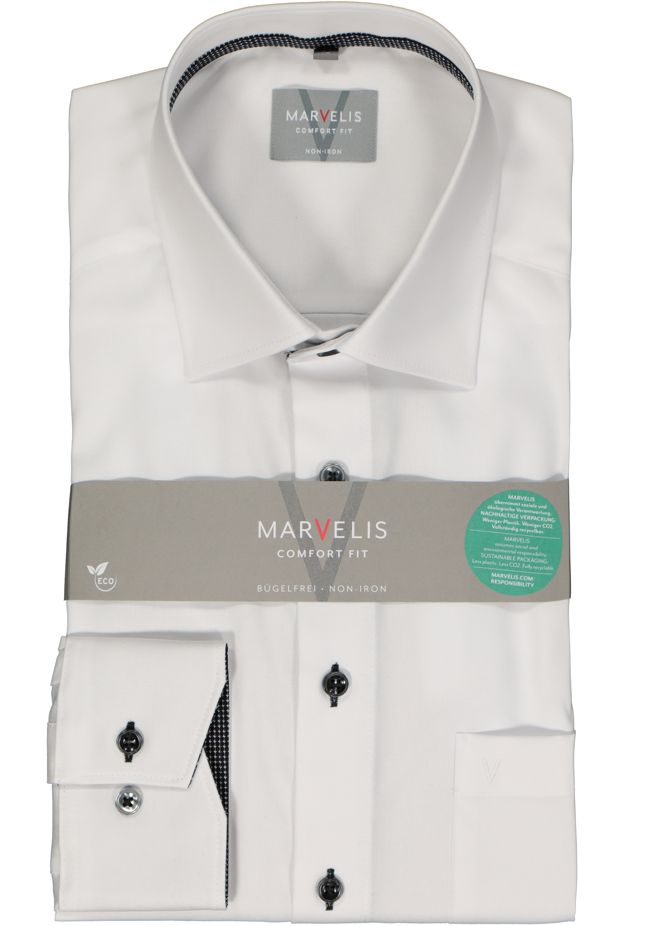 MARVELIS comfort fit overhemd, popeline, wit