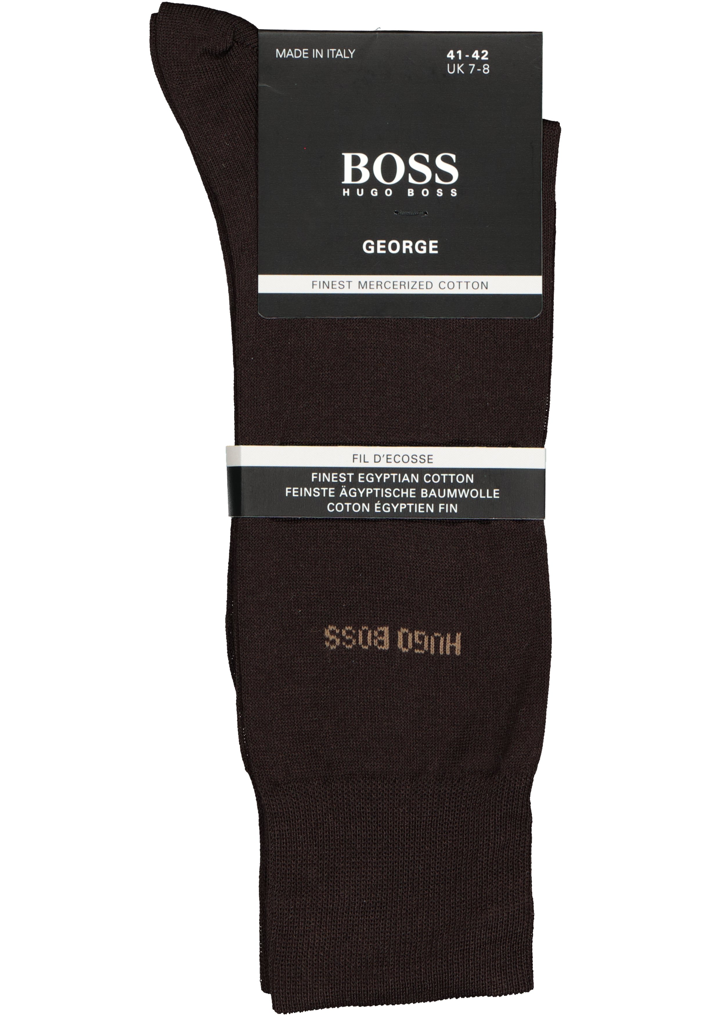 HUGO BOSS George uni (1-pack), herensokken katoen, donker bruin 