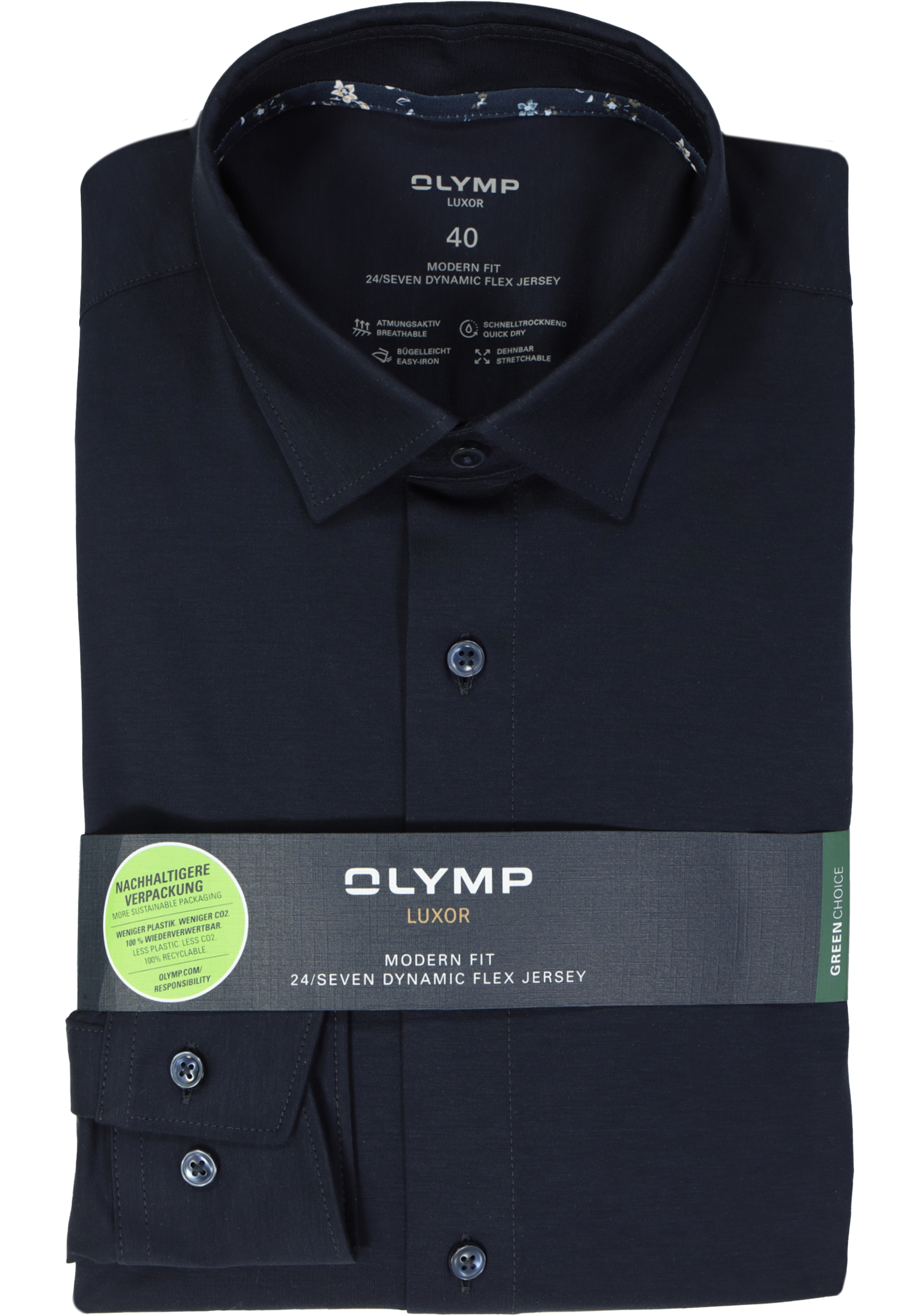 OLYMP 24/7 modern fit overhemd, tricot, marine blauw