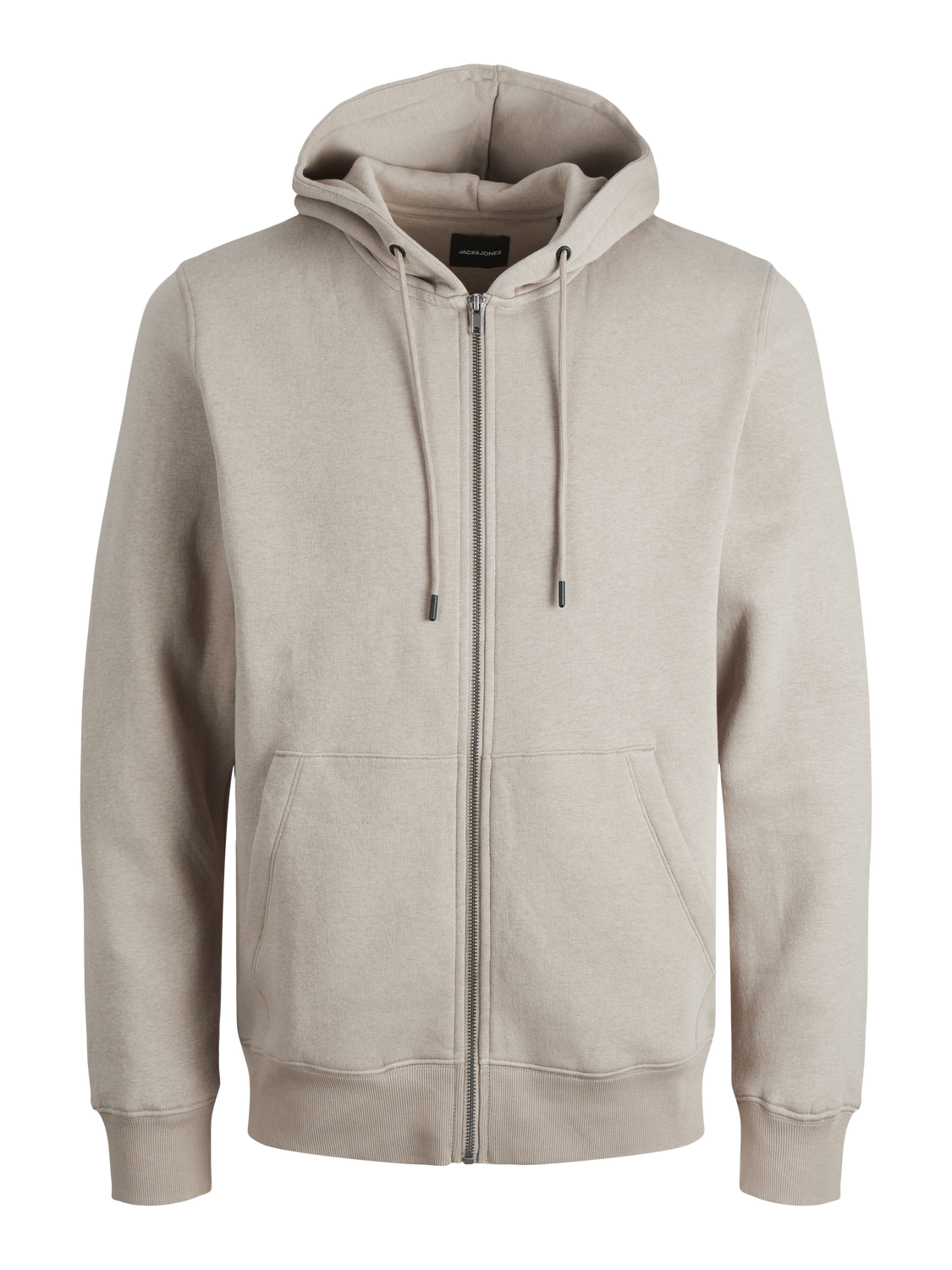 JACK & JONES Bradley sweat zip hood regular fit, heren sweatvest katoenmengsel met capuchon, beige