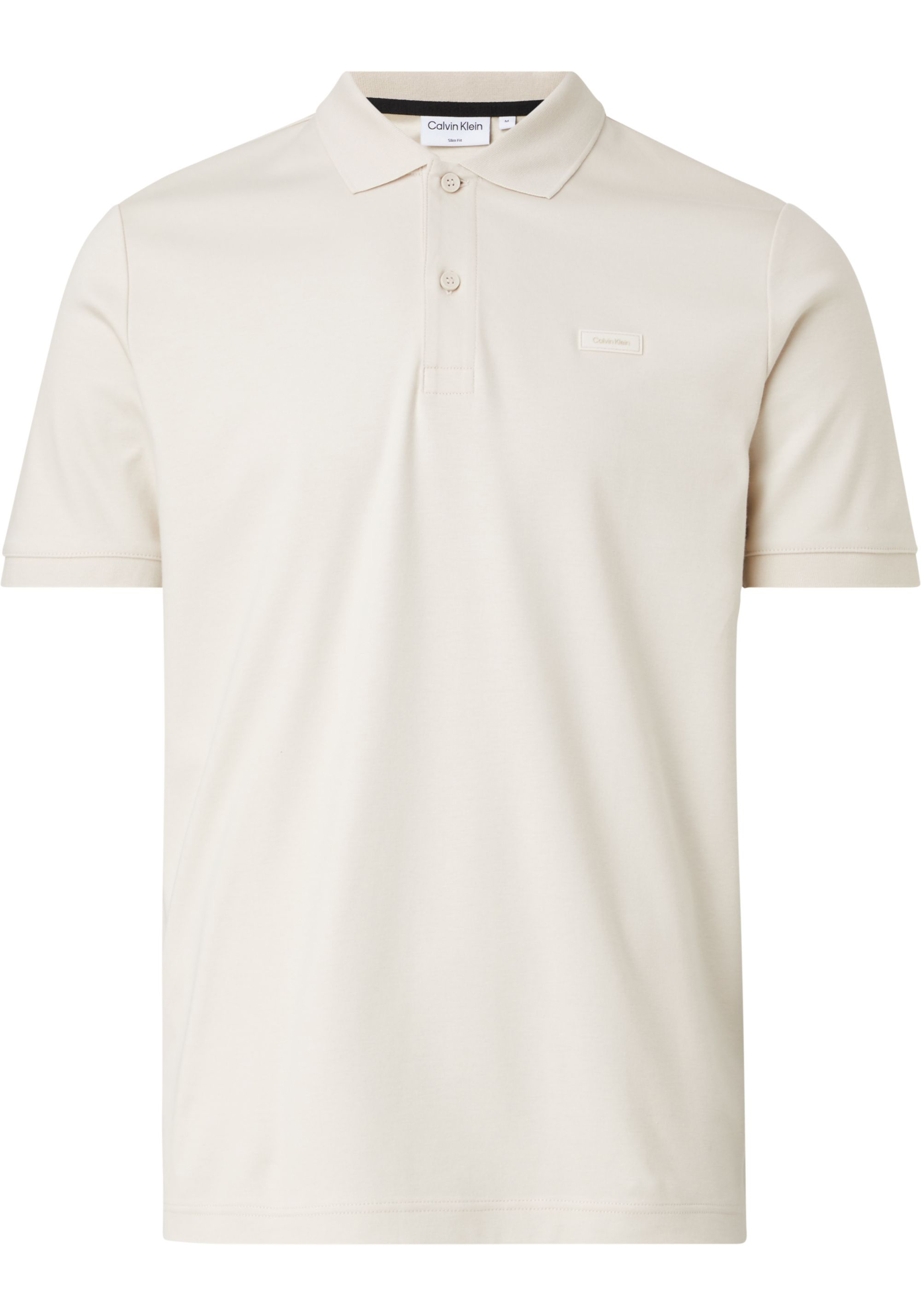 Calvin Klein Smooth Cotton Slim Polo, heren poloshirt, beige