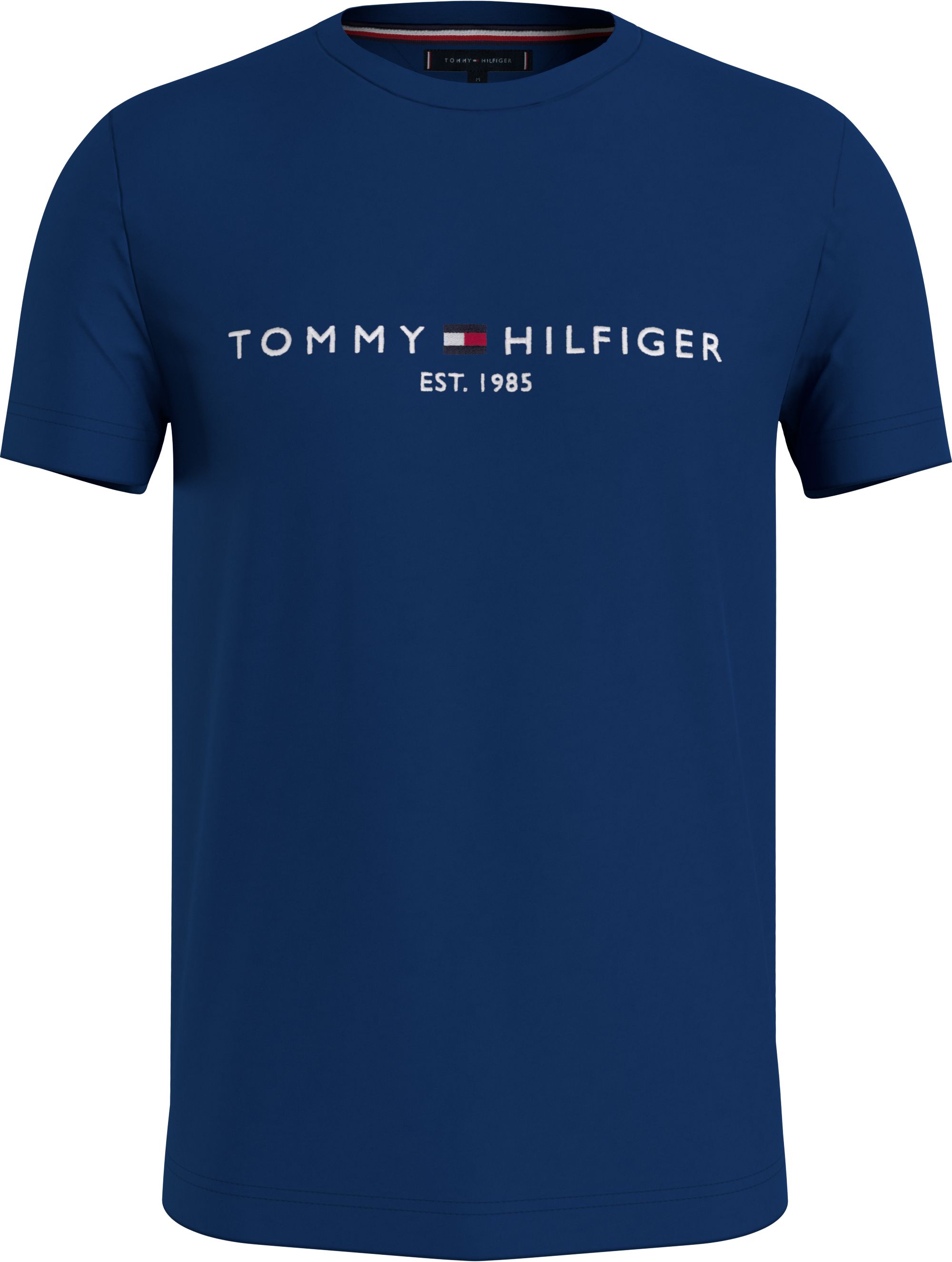 Tommy Hilfiger Tommy Logo Tee, heren T-shirt korte mouw O-hals, donker kobaltblauw