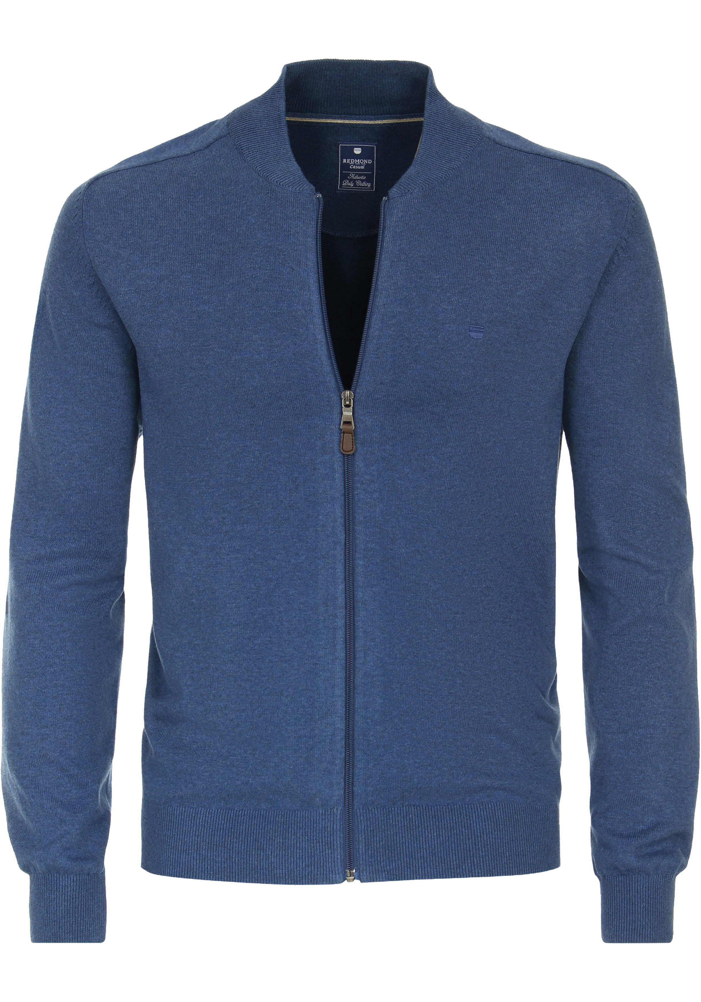 Redmond heren vest katoen, opstaande kraag, blauw (middeldik)