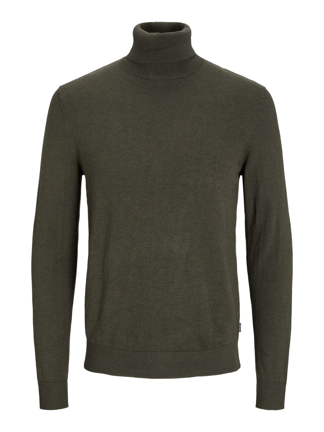 JACK & JONES Emil knit roll neck slim fit, heren pullover viscosemengsel met col, groen melange