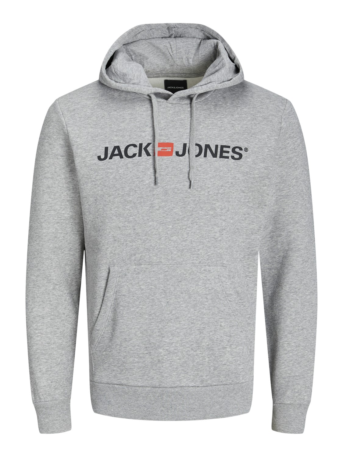 JACK & JONES Corp old logo sweat hood slim fit, heren hoodie katoenmengsel met capuchon, lichtgrijs melange - melange