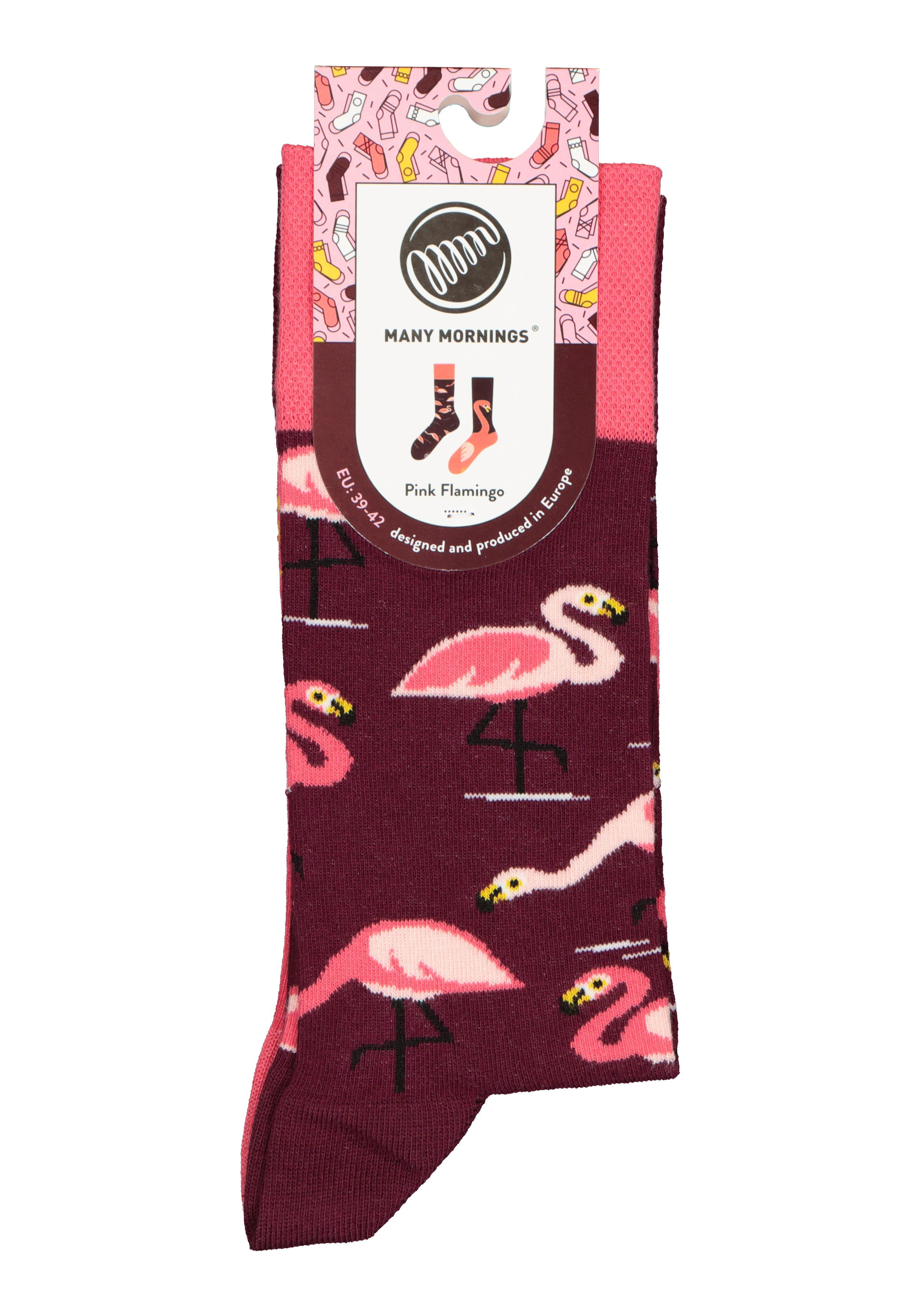 Many Mornings unisex sokken Pink Flamingo