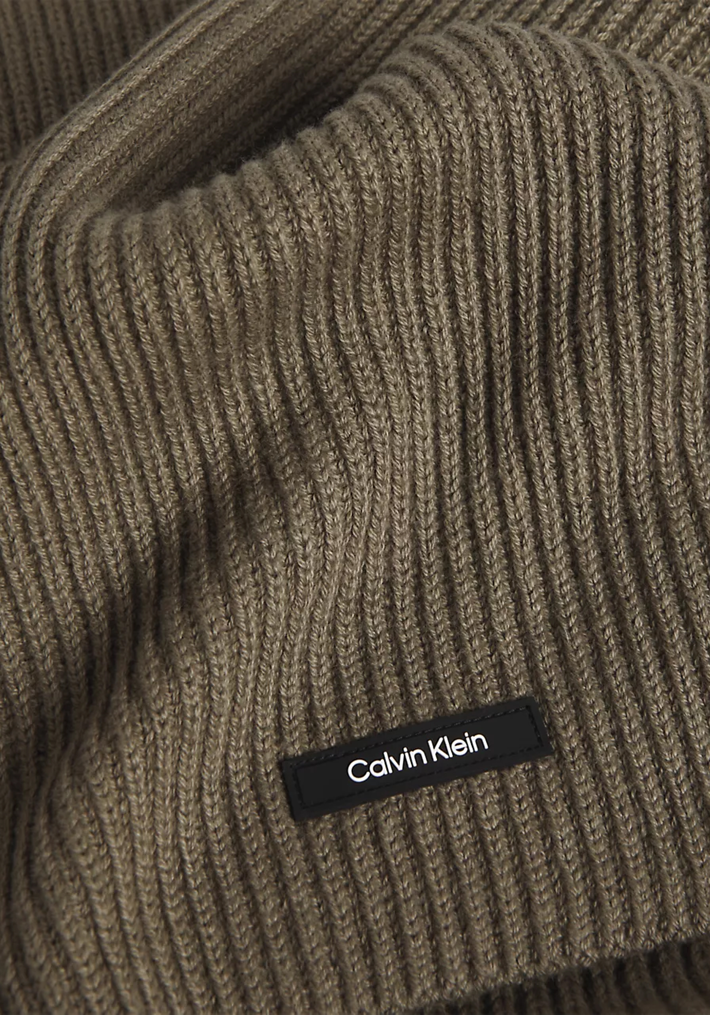 Calvin Klein sjaal, classic cotton rib scarf, beige