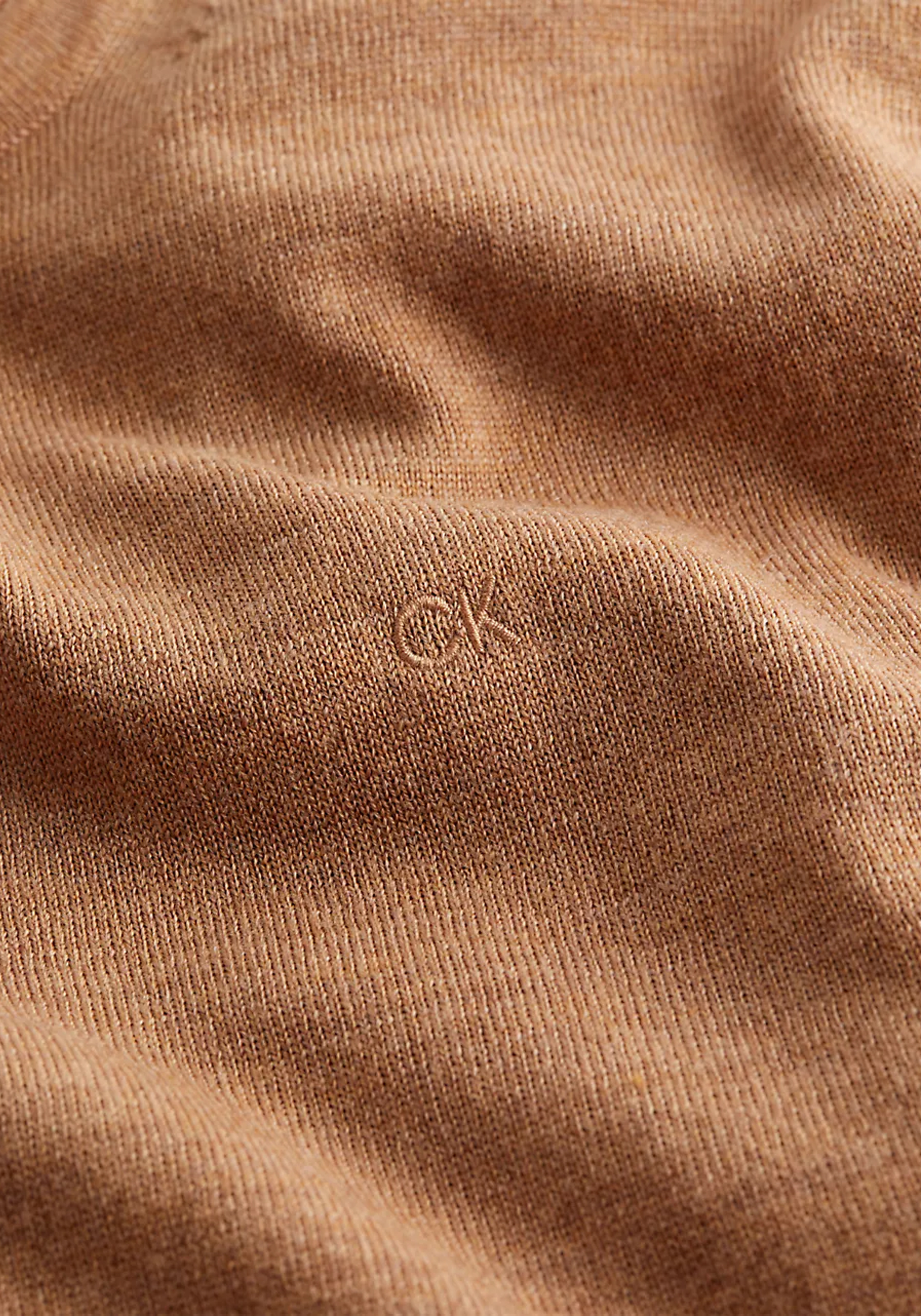 Calvin Klein heren pullover wol, donker camel melange