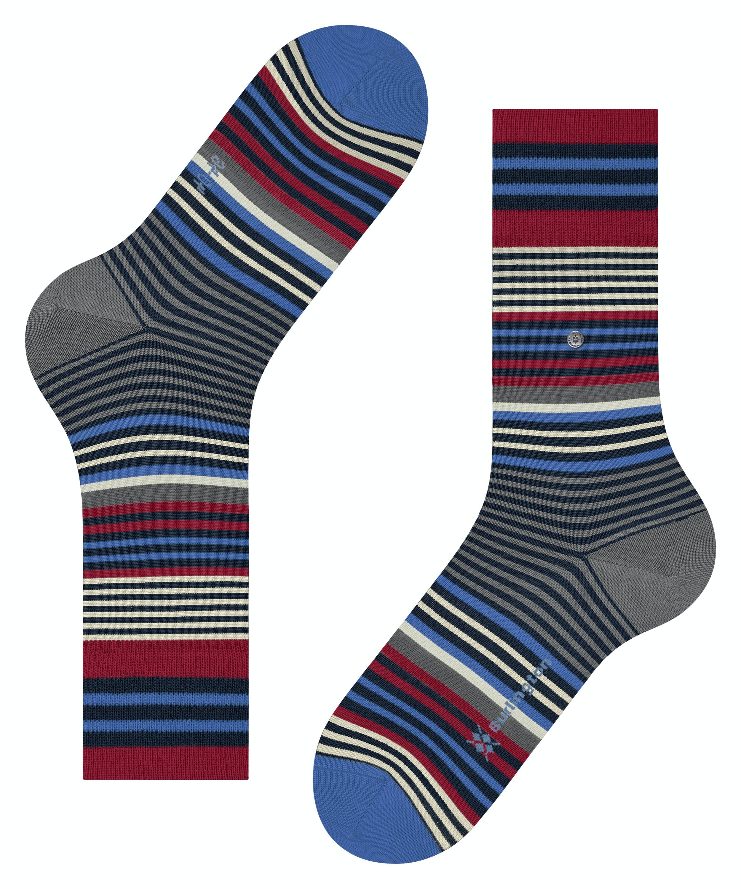 Burlington Stripe herensokken, blauw (marine)