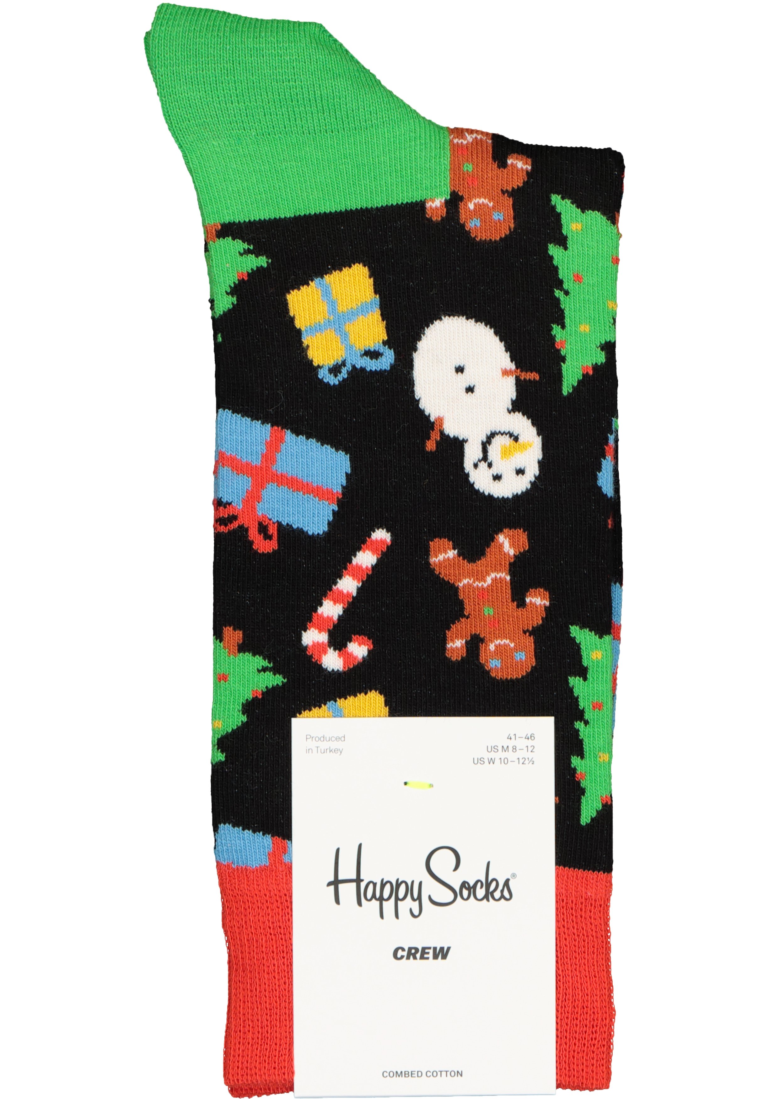 Happy Socks Bring It On Sock, kerstpret op zwart