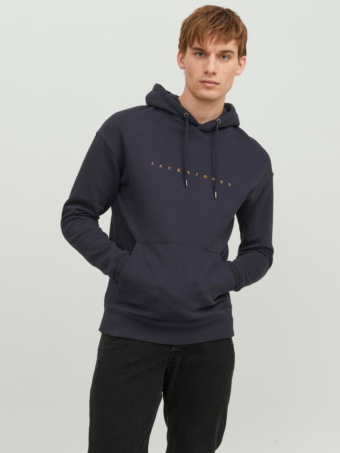 JACK & JONES Star jj sweat hood regular fit, heren hoodie katoenmengsel met capuchon, blauw blauw