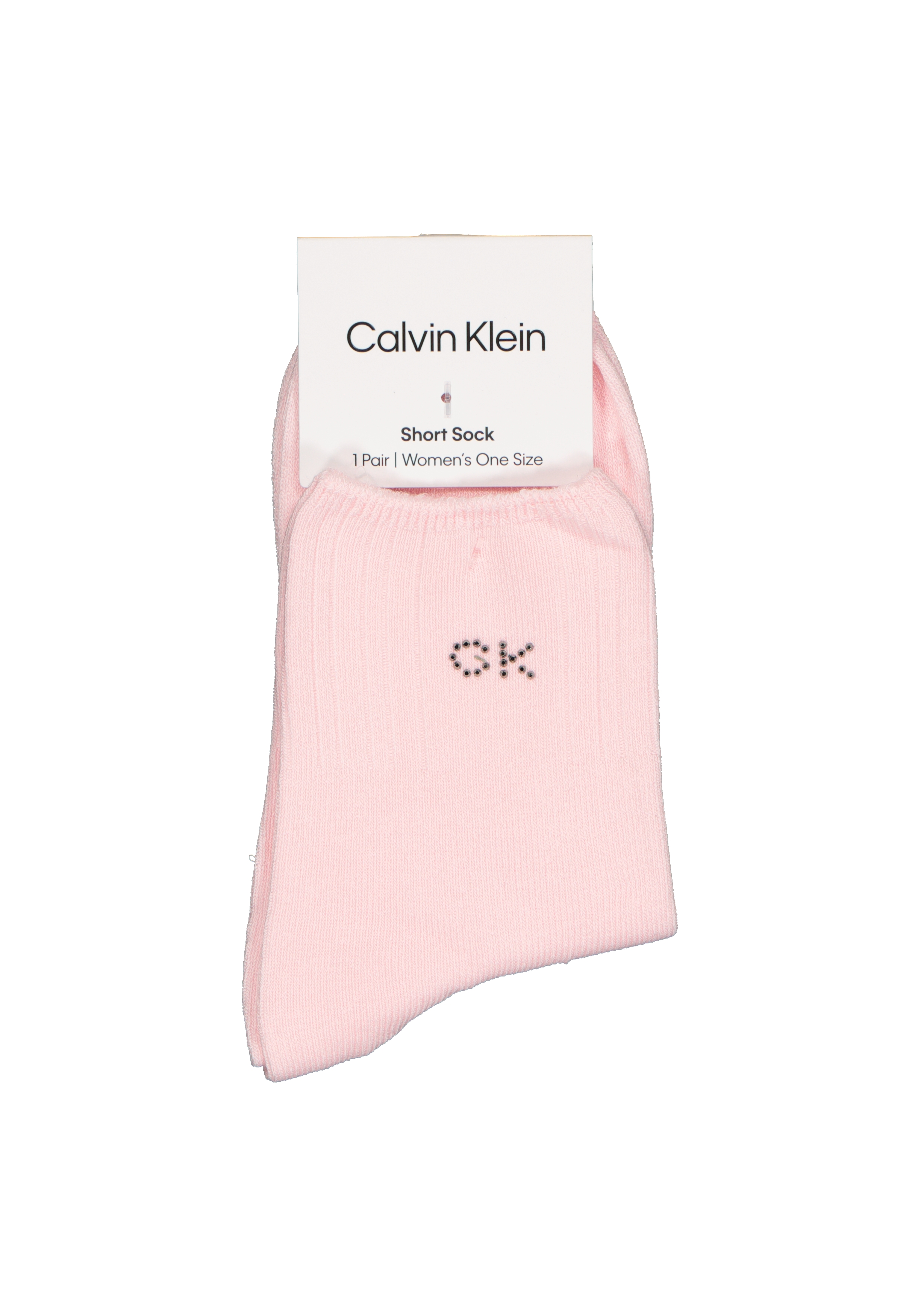 Calvin Klein damessokken Allison (1-pack), enkelsokken met kristal logo, roze