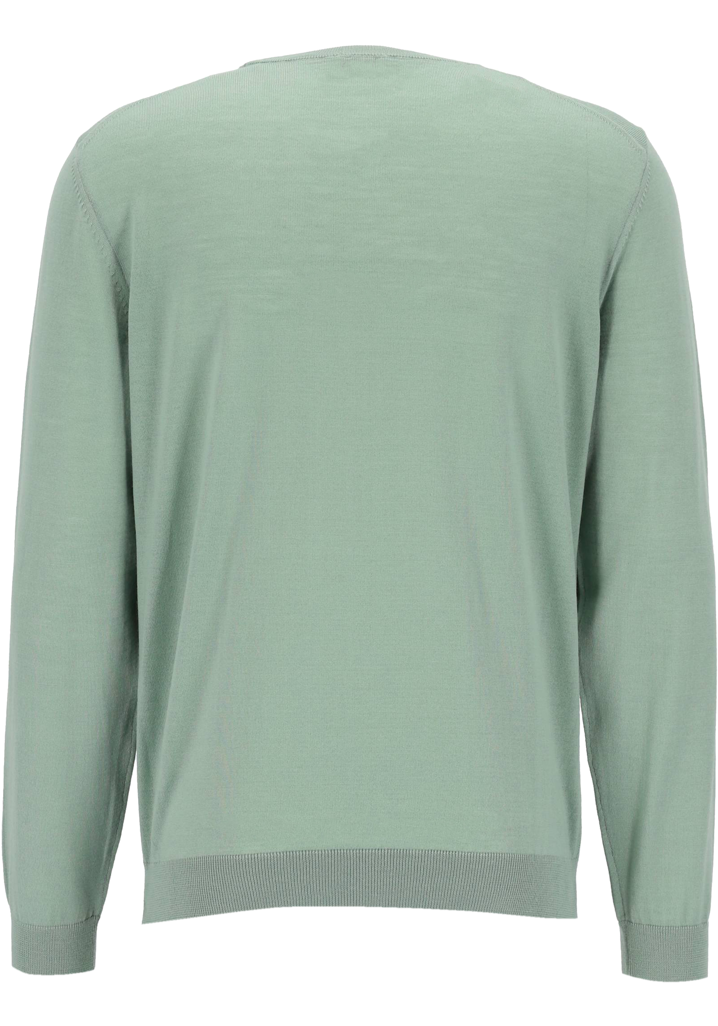 BOSS Leno slim fit trui wol, heren pullover middeldik O-hals, groen