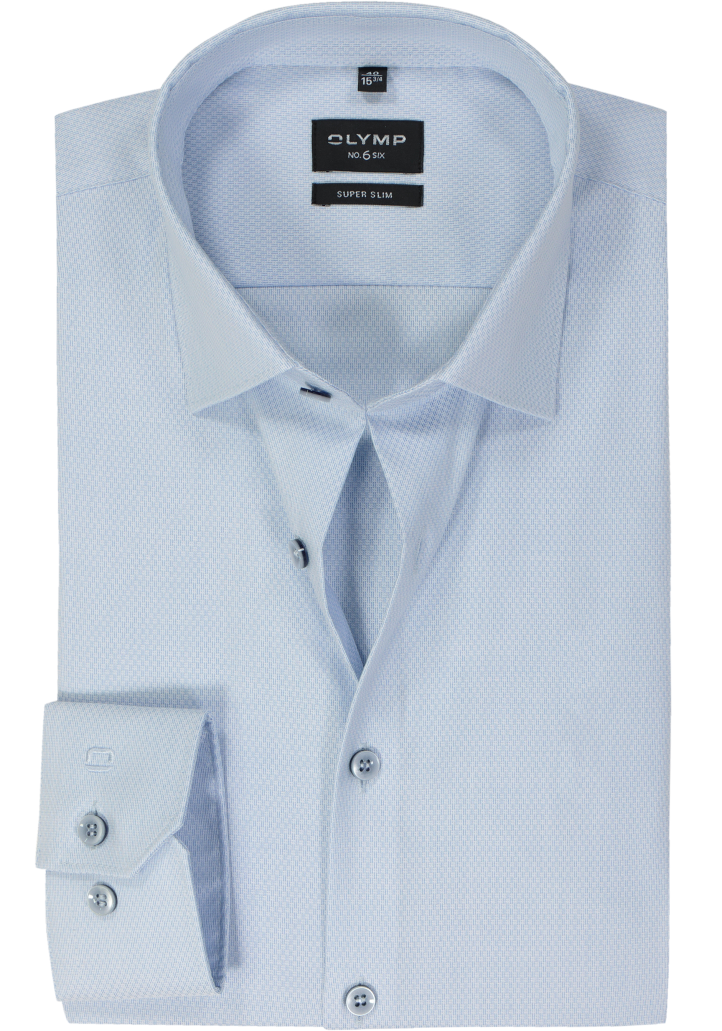 OLYMP No. 6 Six super slim fit overhemd, structuur, lichtblauw