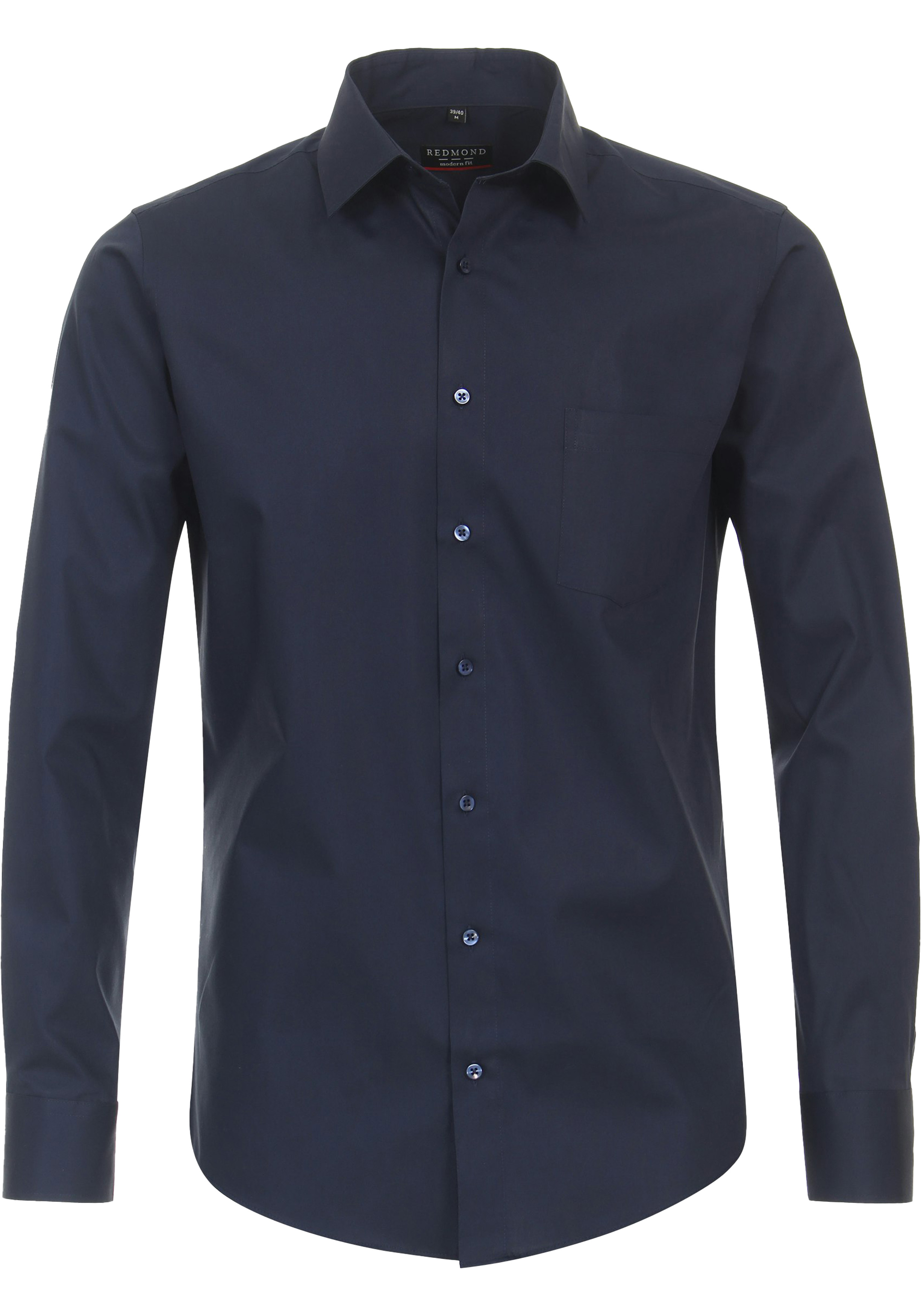 Redmond modern fit overhemd, popeline, blauw