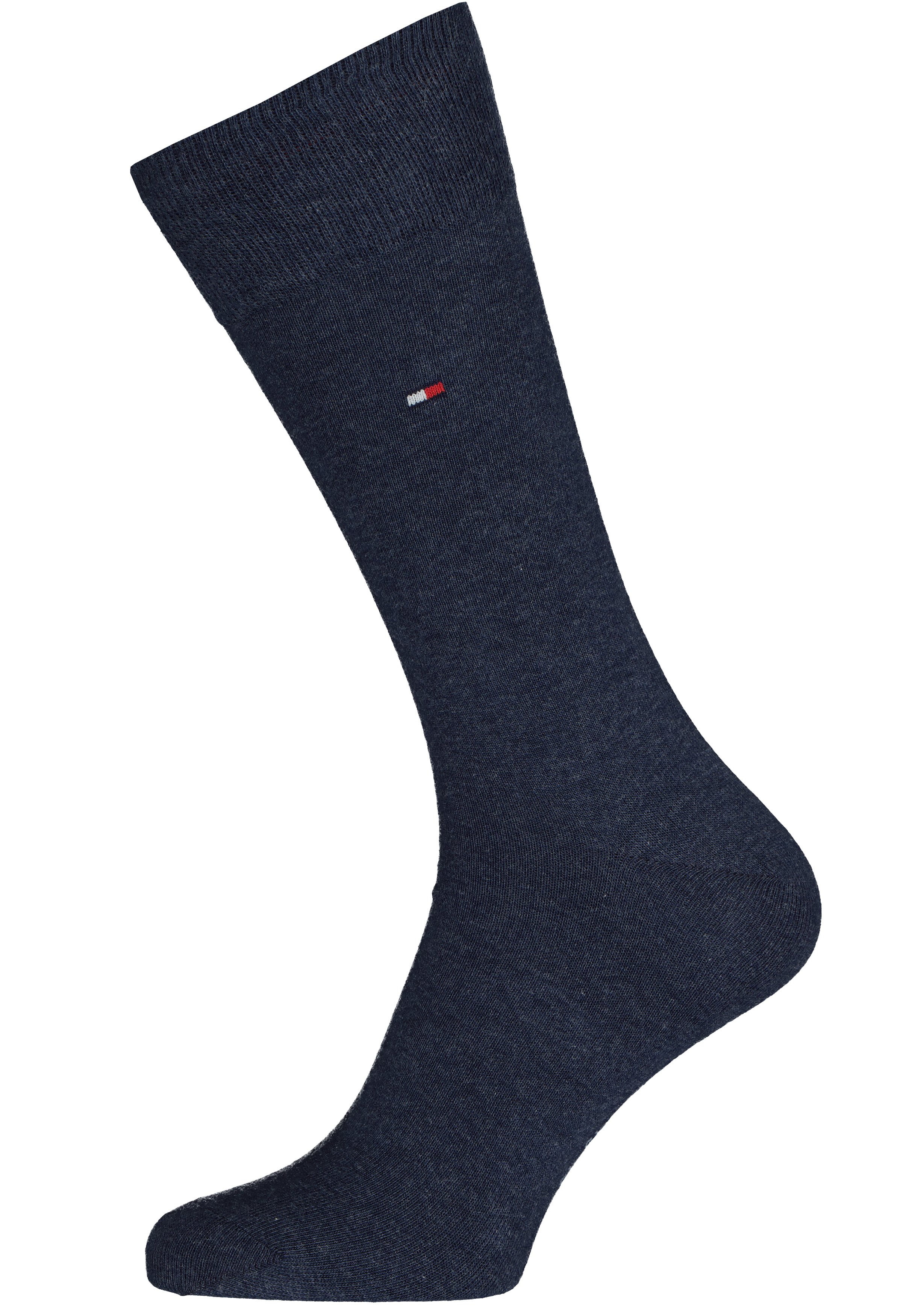 Tommy Hilfiger Check Socks (2-pack), herensokken katoen, geruit en uni, jeans blauw