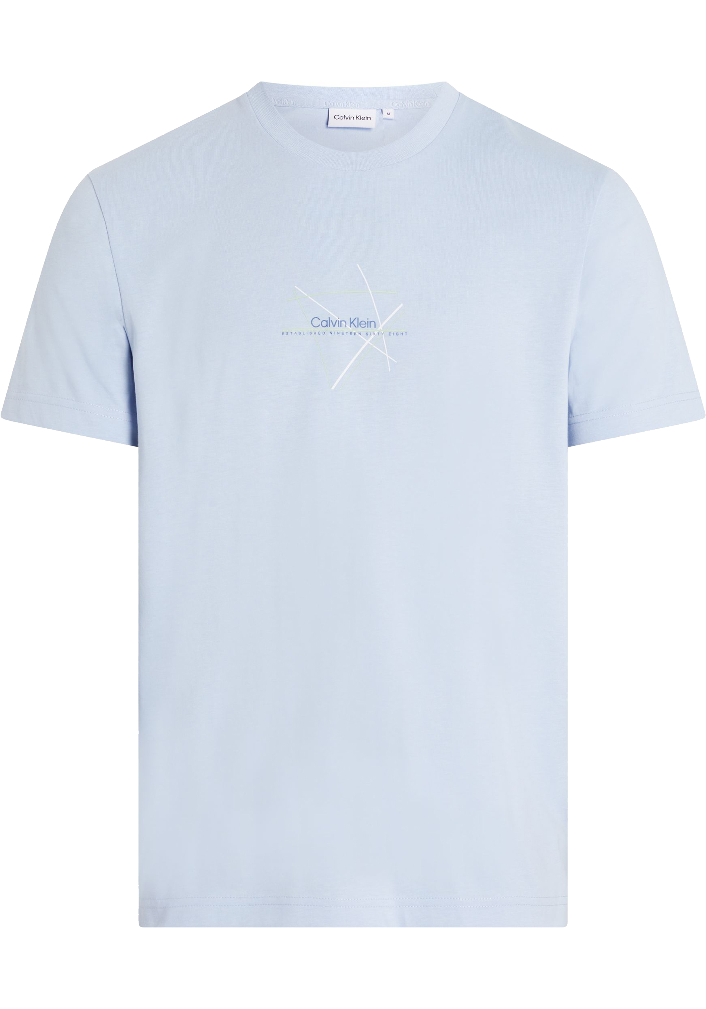 Calvin Klein Linear Chest Graphic T-shirt, heren T-shirt korte mouw O-hals, blauw dessin