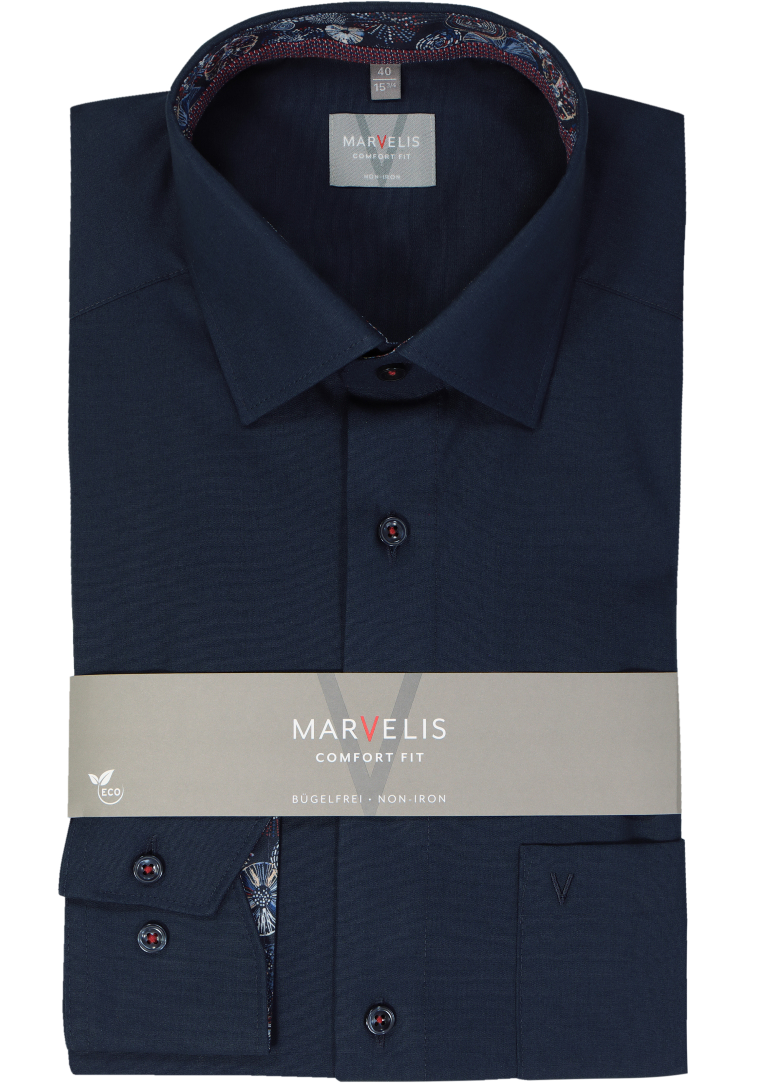 MARVELIS comfort fit overhemd, popeline, donkerblauw