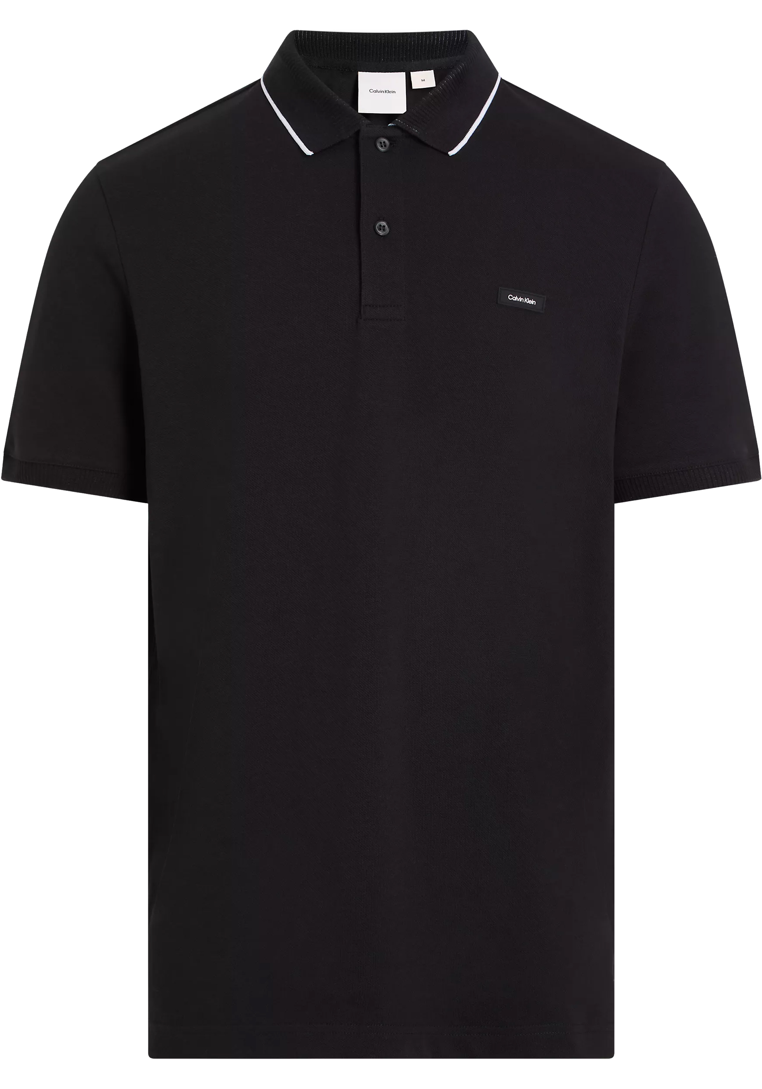 Calvin Klein Stretch Pique Regular Polo, heren poloshirt, zwart