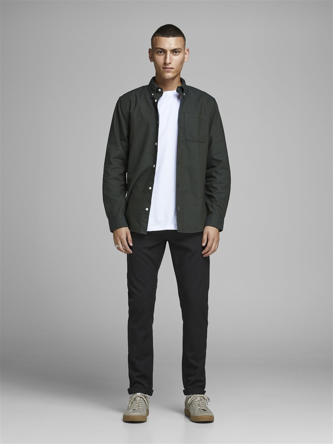 JACK & JONES Marco Connor Black loose fit, heren chino, zwart