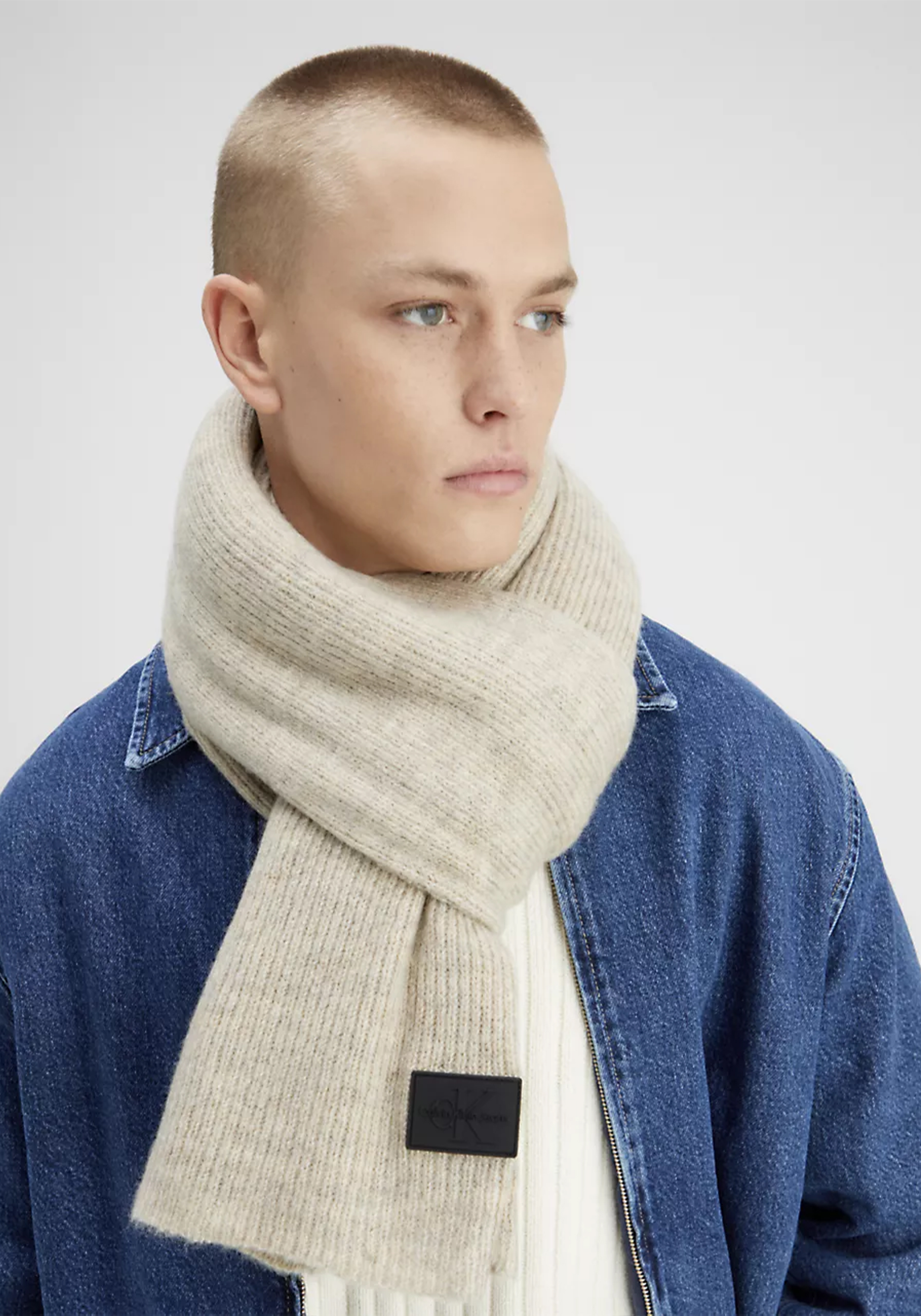 Calvin Klein sjaal, rubberized rib scarf, licht grijsbeige