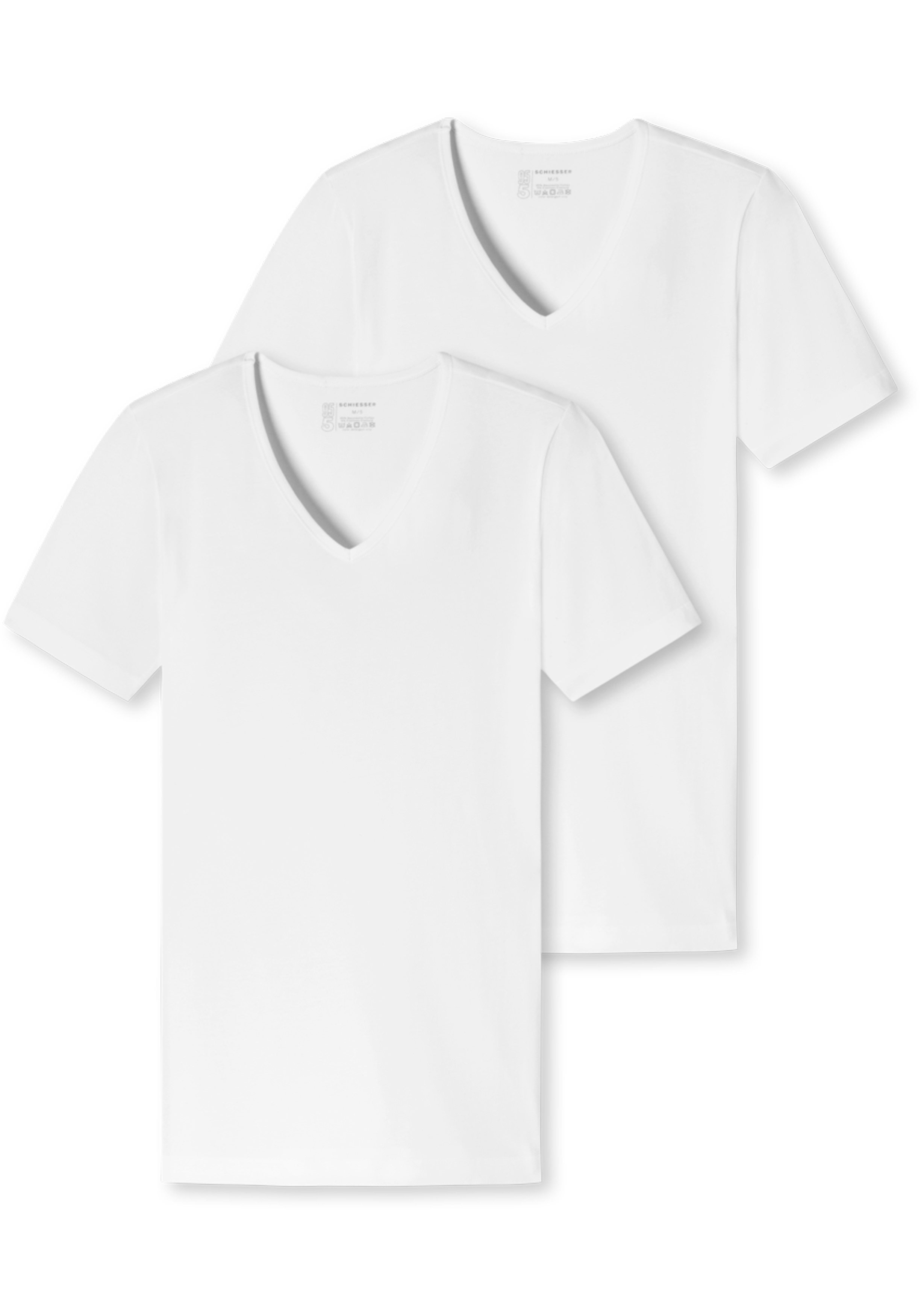 SCHIESSER 95/5 T-shirts (2-pack), V-hals, wit