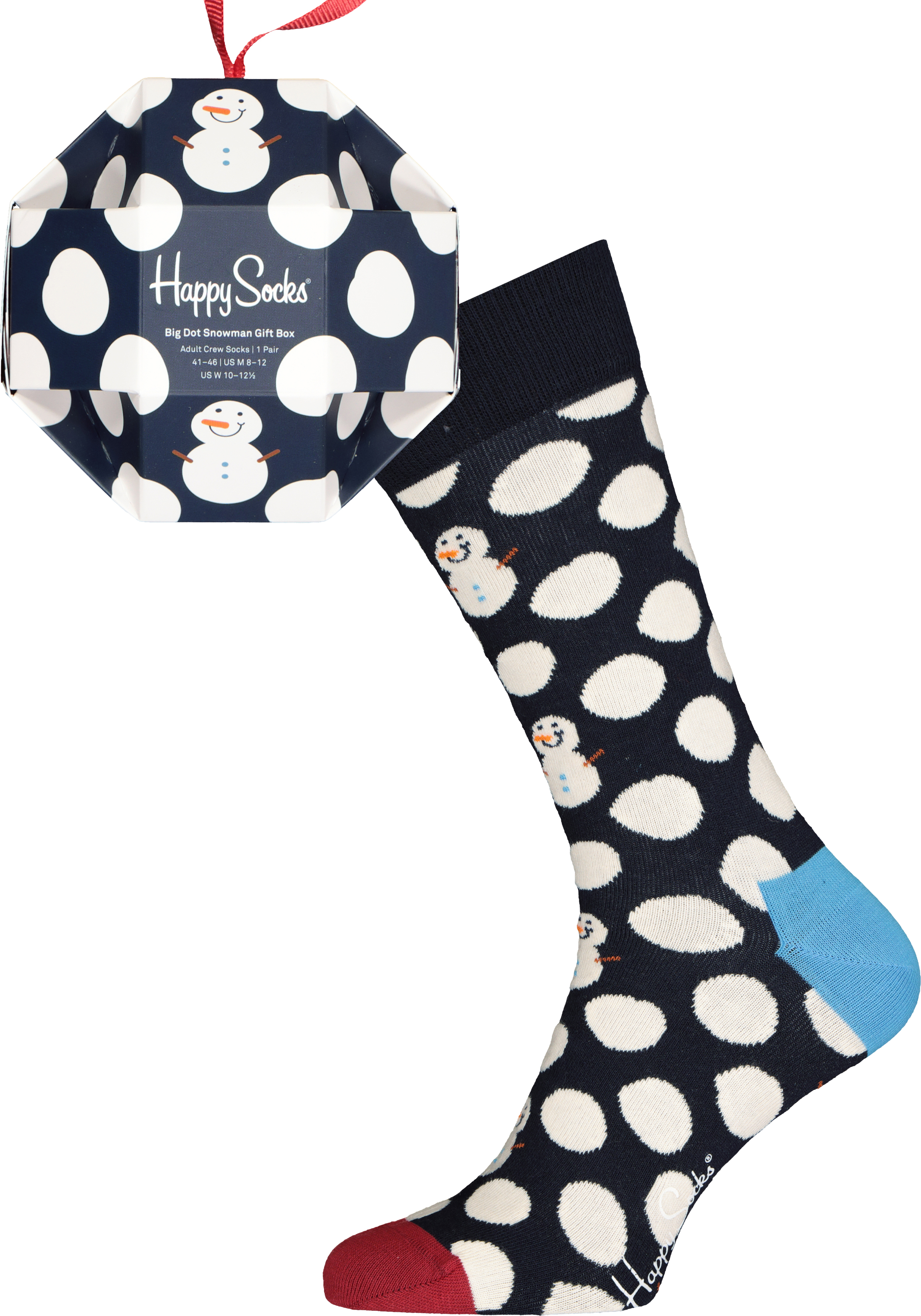 Happy Socks Big Dot Snowman Gift Box (1-pack), sneeuwpoppen in een kerstbal