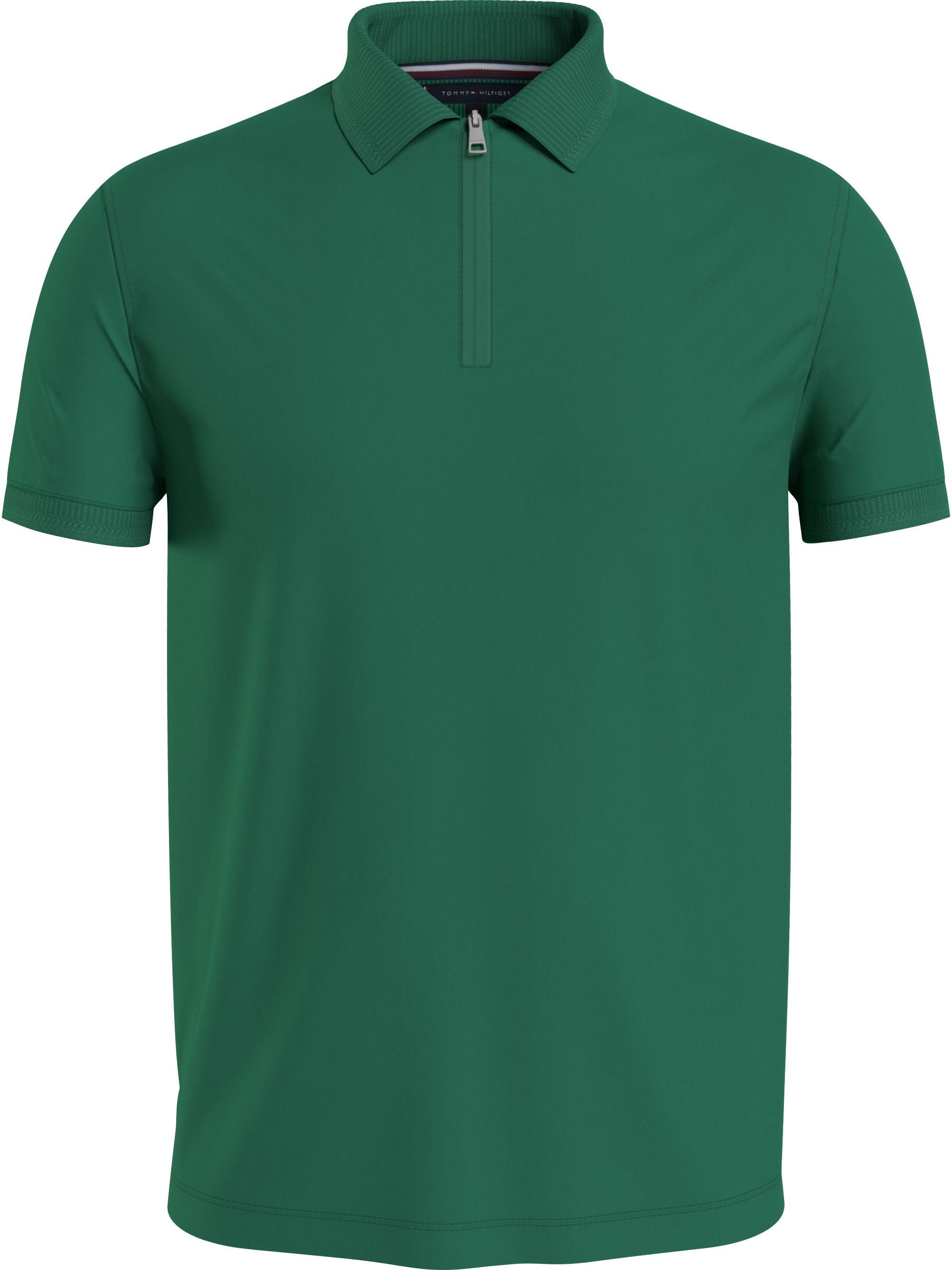 Tommy Hilfiger Dc Interlock Zip Slim Polo, heren poloshirt, groen