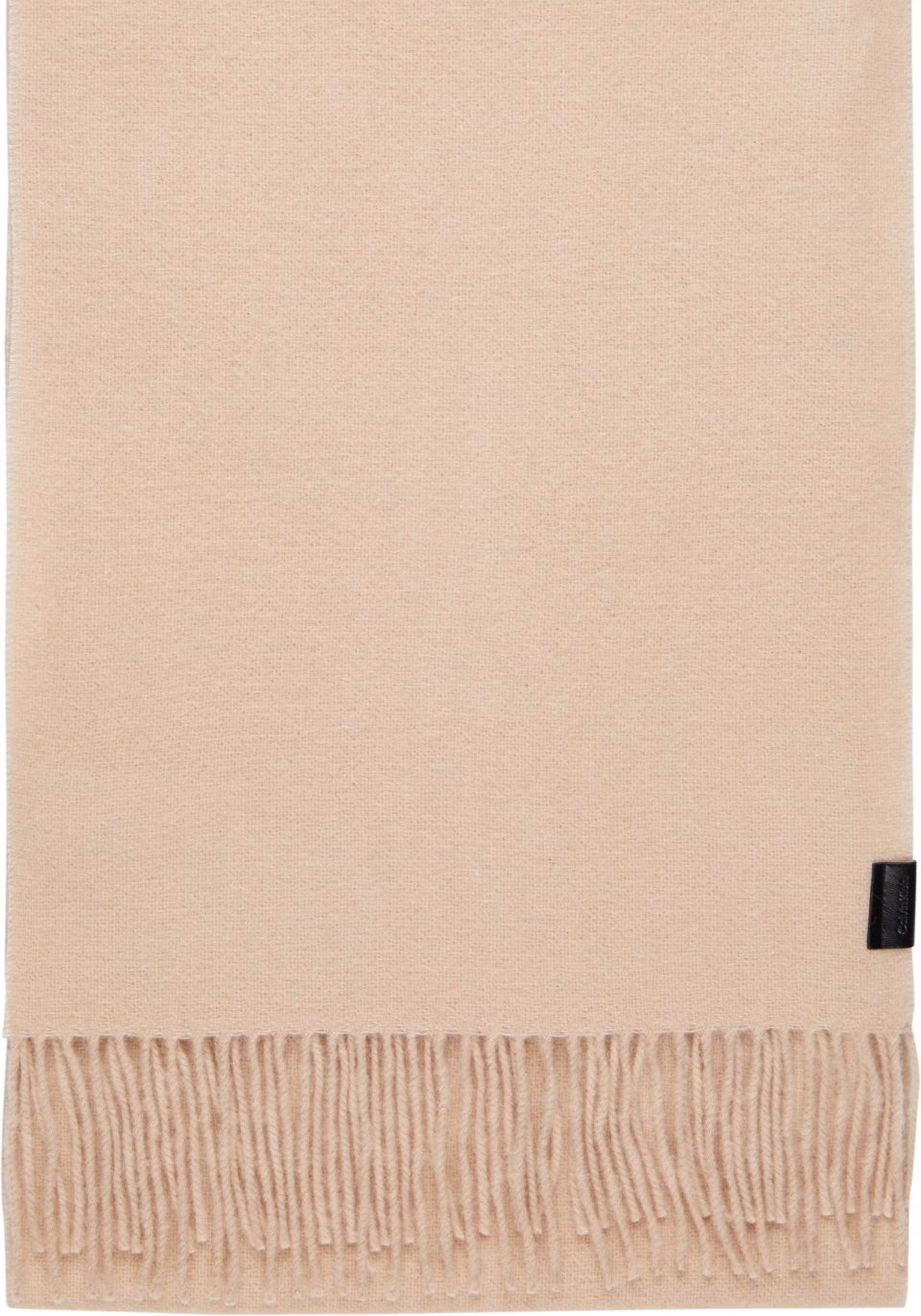 Calvin Klein sjaal, classic wool woven scarf, beige