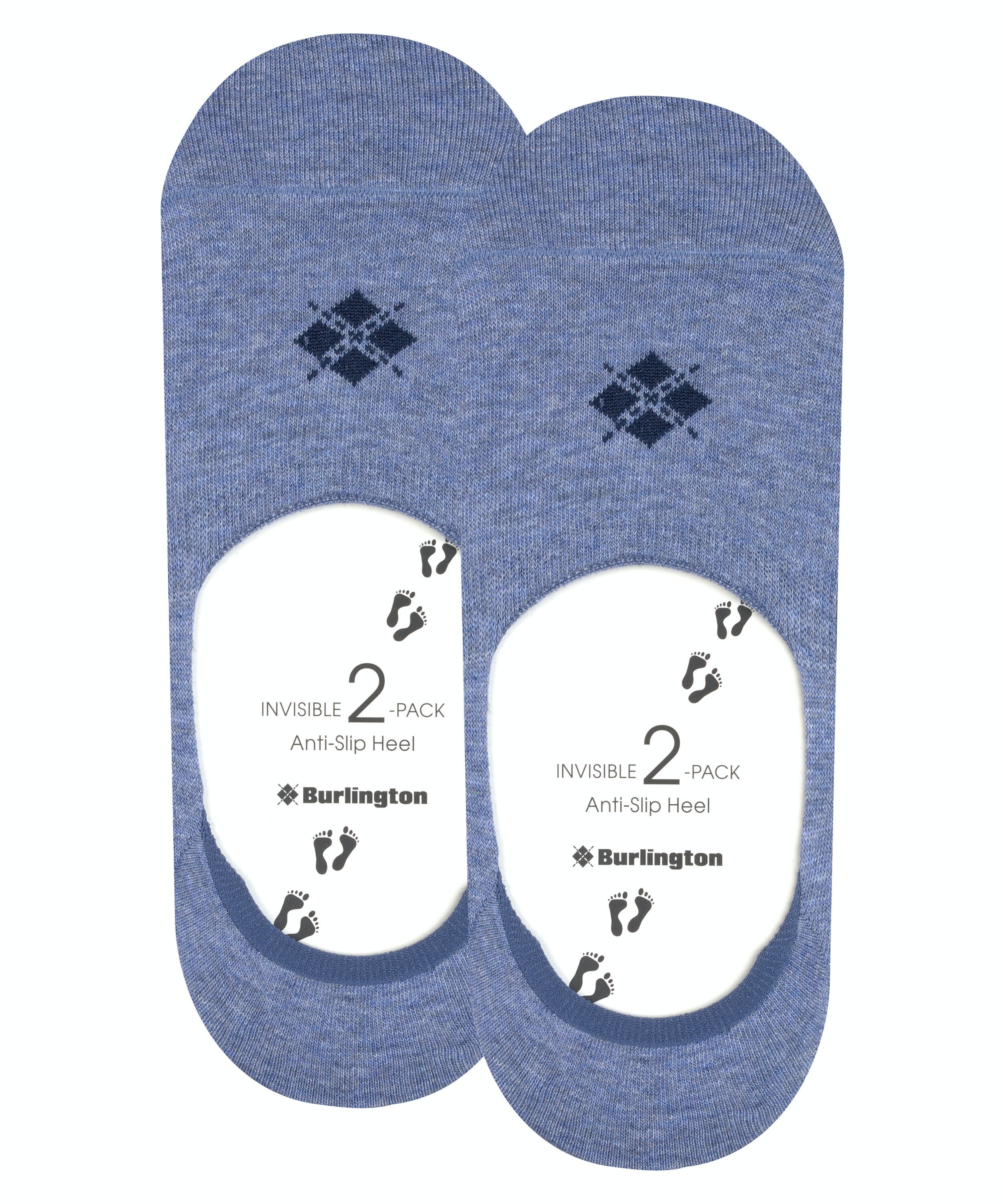 Burlington Everyday 2-Pack heren invisible sokken, blauw (light denim)