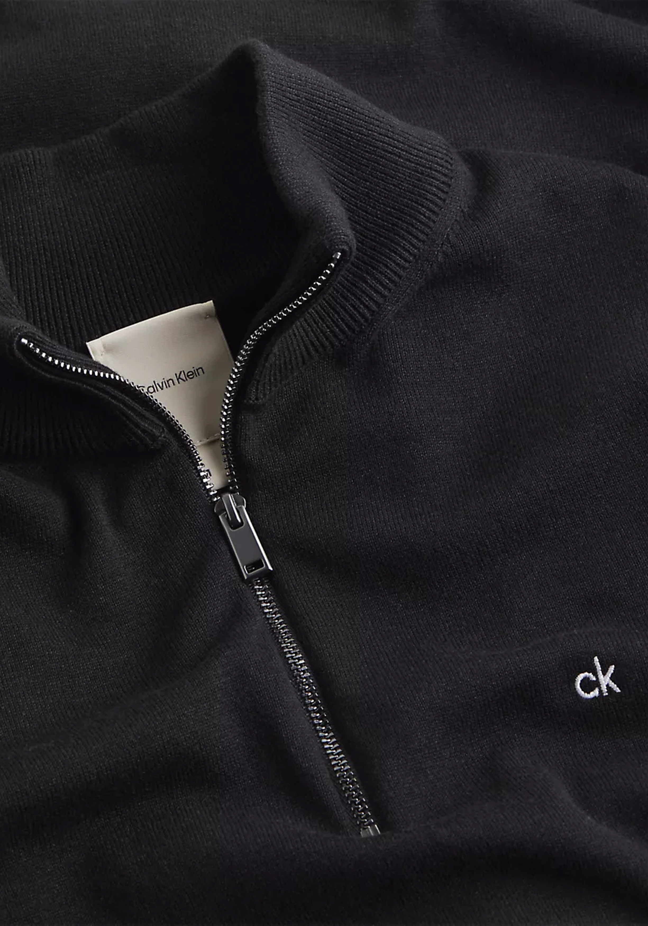 Calvin Klein heren pullover katoen met zijde, zwart