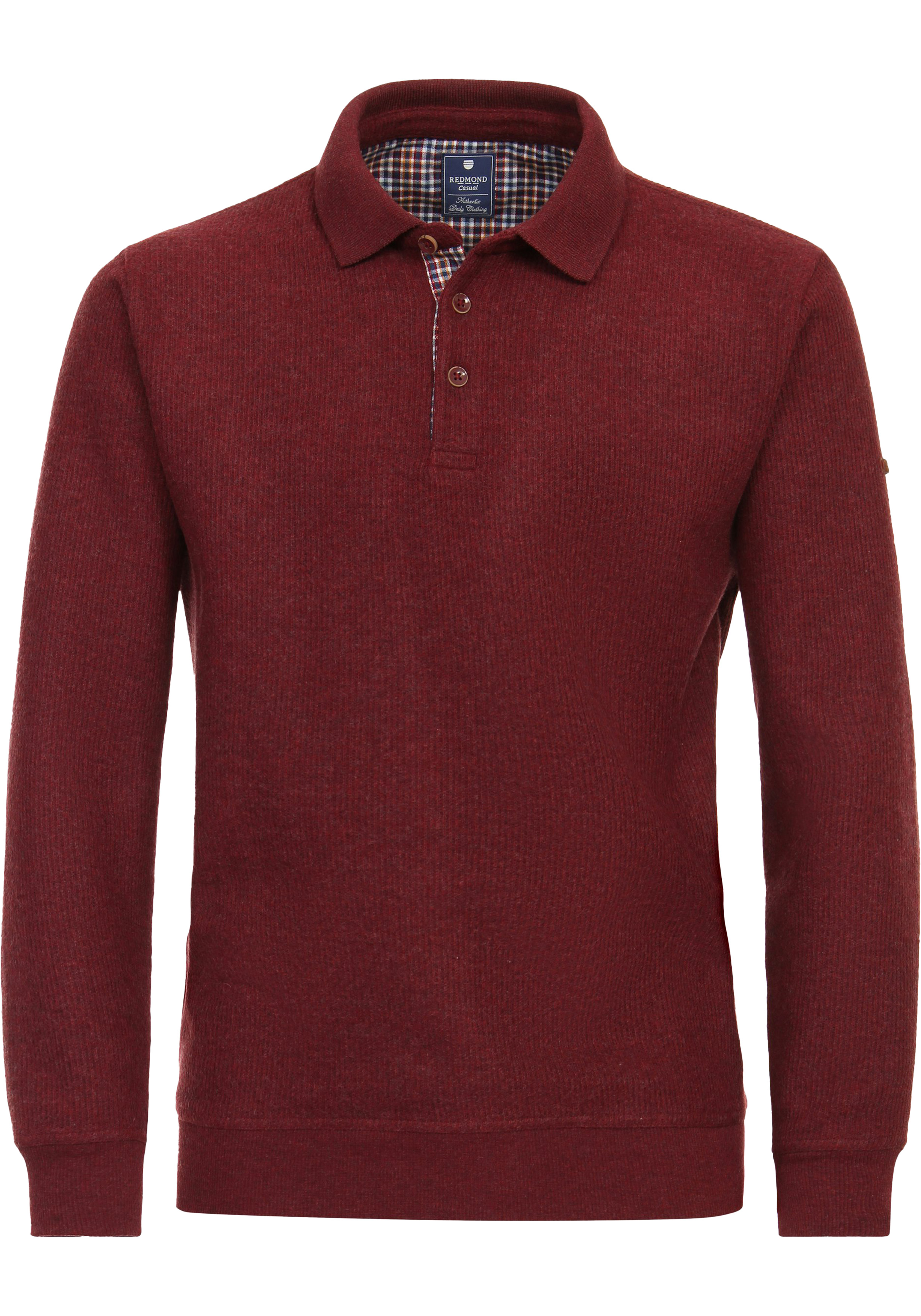 Redmond heren polo gebreid, polo kraag, rood (middeldik)